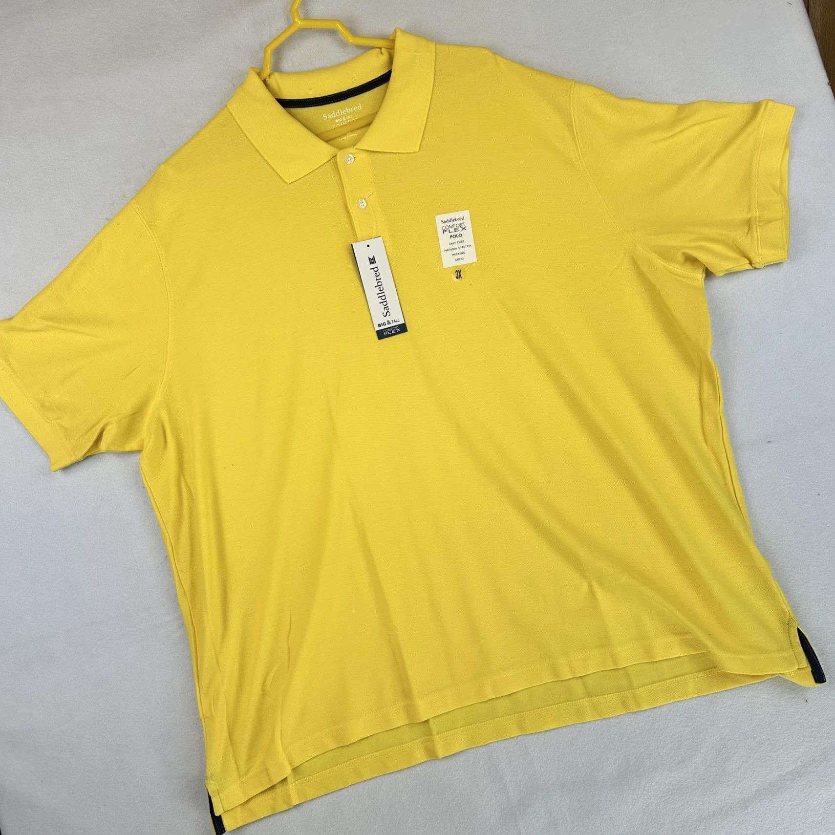 Vintage Saddlebred Polo Shirt Mens 3XL Yellow Big & Tall Comfort Flex UPF 15 Stretch Shirt Mens Size US XXL / EU 58 / 5 - 2 Thumbnail