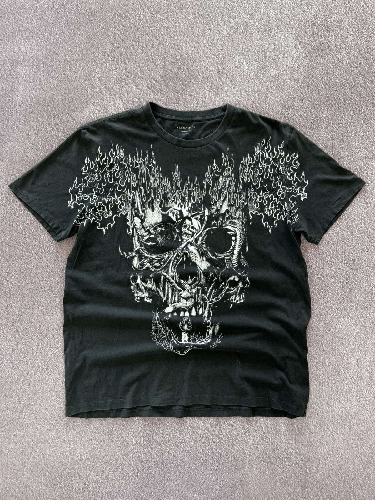 Allsaints Allsaints Grunge Vibe Vintage Skull Logo Y2K T-Shirt Size US M / EU 48-50 / 2 - 1 Thumbnail