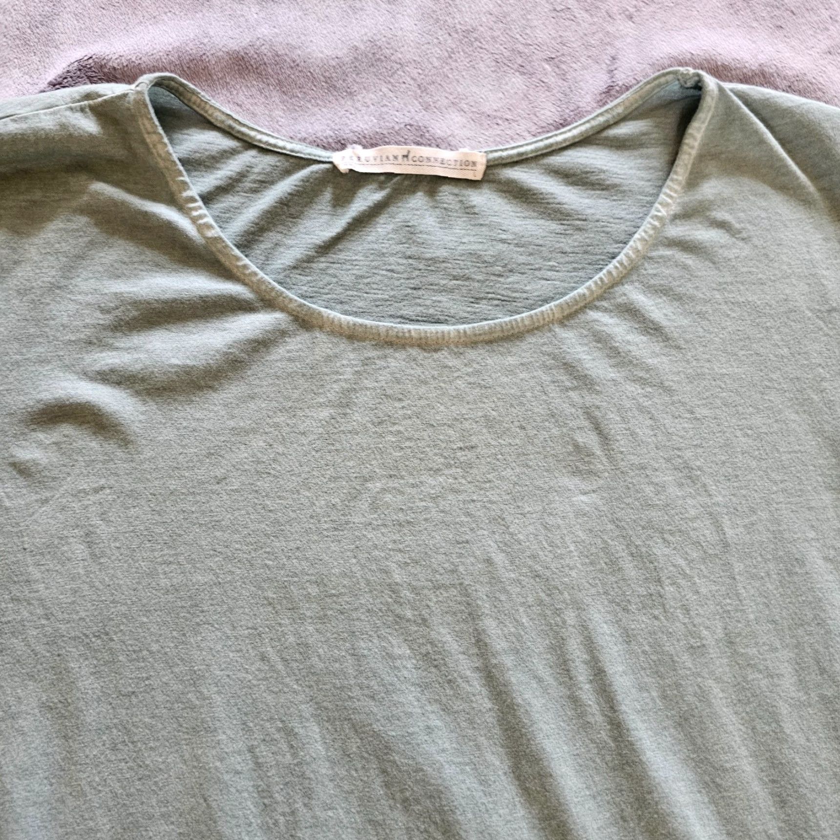 Vintage VINTAGE? No — ignore. Title: Peruvian Connection Dress Women Large Green Pima Cotton A-Line Short Sleeve Boho Size L / US 10 / IT 46 - 2 Thumbnail