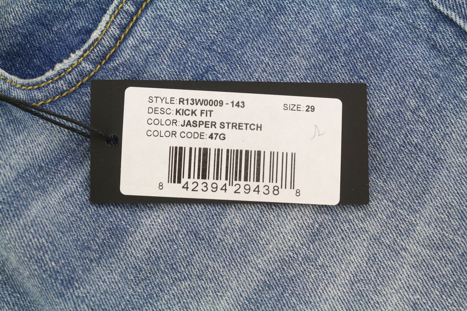 R13 KICK 29 Jasper Stretch Ankle Washed Faded Blue 85434 Size 29" - 8 Thumbnail