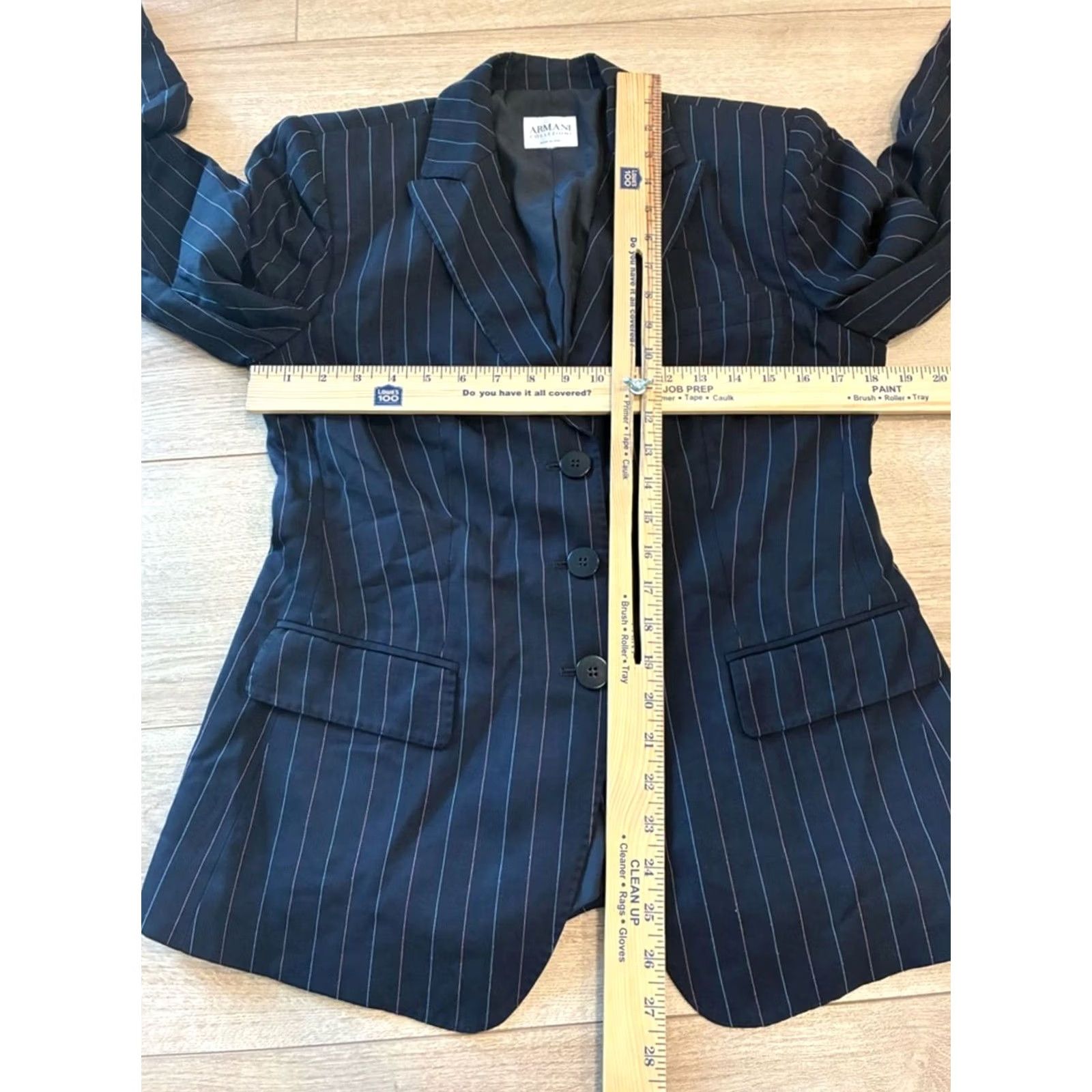 Armani Armani Collezioni Blazer Women M Wool Black Blue Red Pinstripe Three Button Size 10/M Size M / US 6-8 / IT 42-44 - 4 Thumbnail