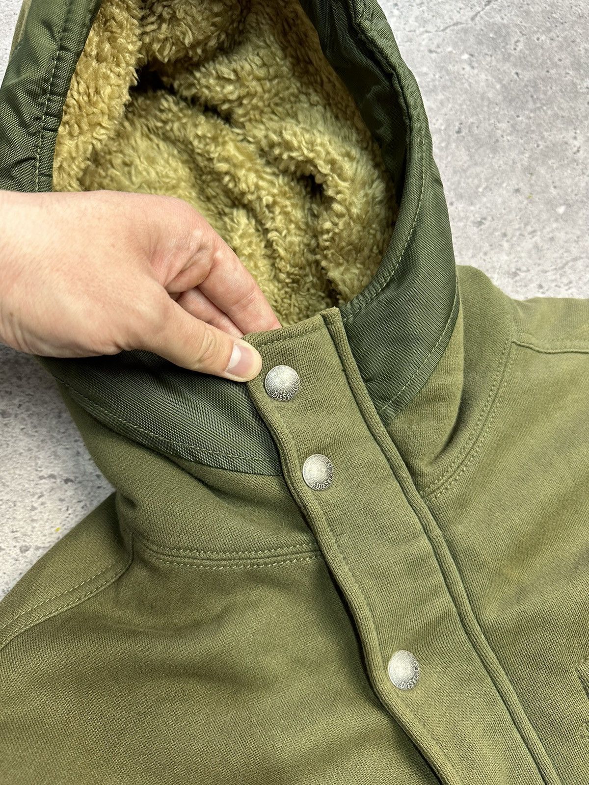 Diesel Vintage Diesel Y2K Archival Jacket Khaki Hooded Sherpa Faded Size US L / EU 52-54 / 3 - 11 Thumbnail