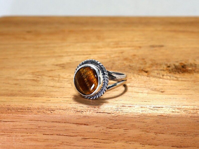 Handmade Handmade Tiger Eye Ring: Sterling Silver Promise Ring, Gift Size ONE SIZE - 4 Thumbnail