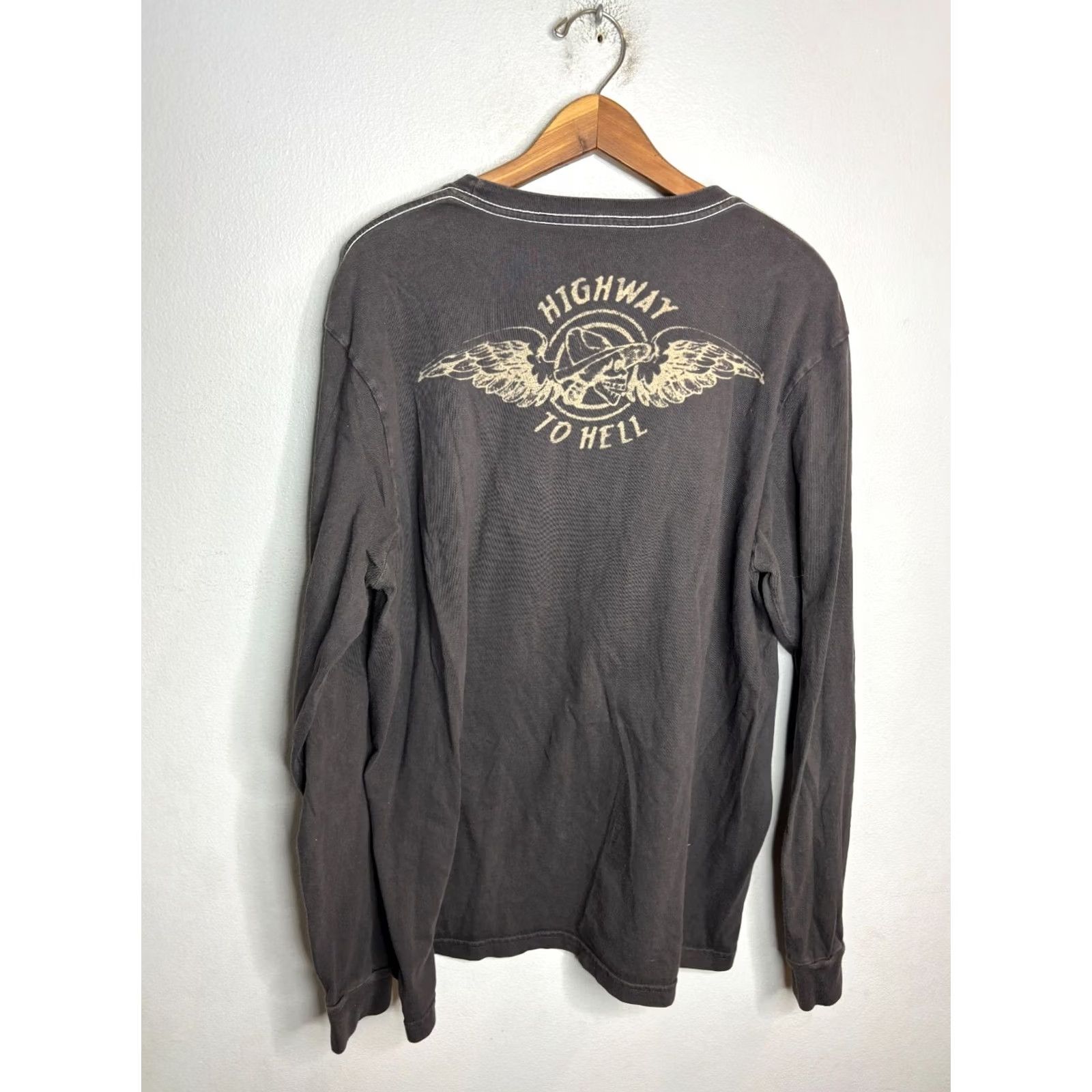 Lucky Brand VINTAGE Lucky Brand Biker Long Sleeves T-Shirt Gray L Y2K Mens Size US L / EU 52-54 / 3 - 4 Thumbnail