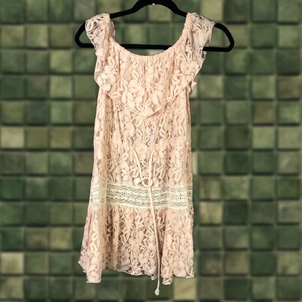 Vintage Somedays Lovin Dress Womens XS Pink Lace Floral Ruffle Mini Boho Coquette Size XS / US 0-2 / IT 36-38 - 1 Thumbnail
