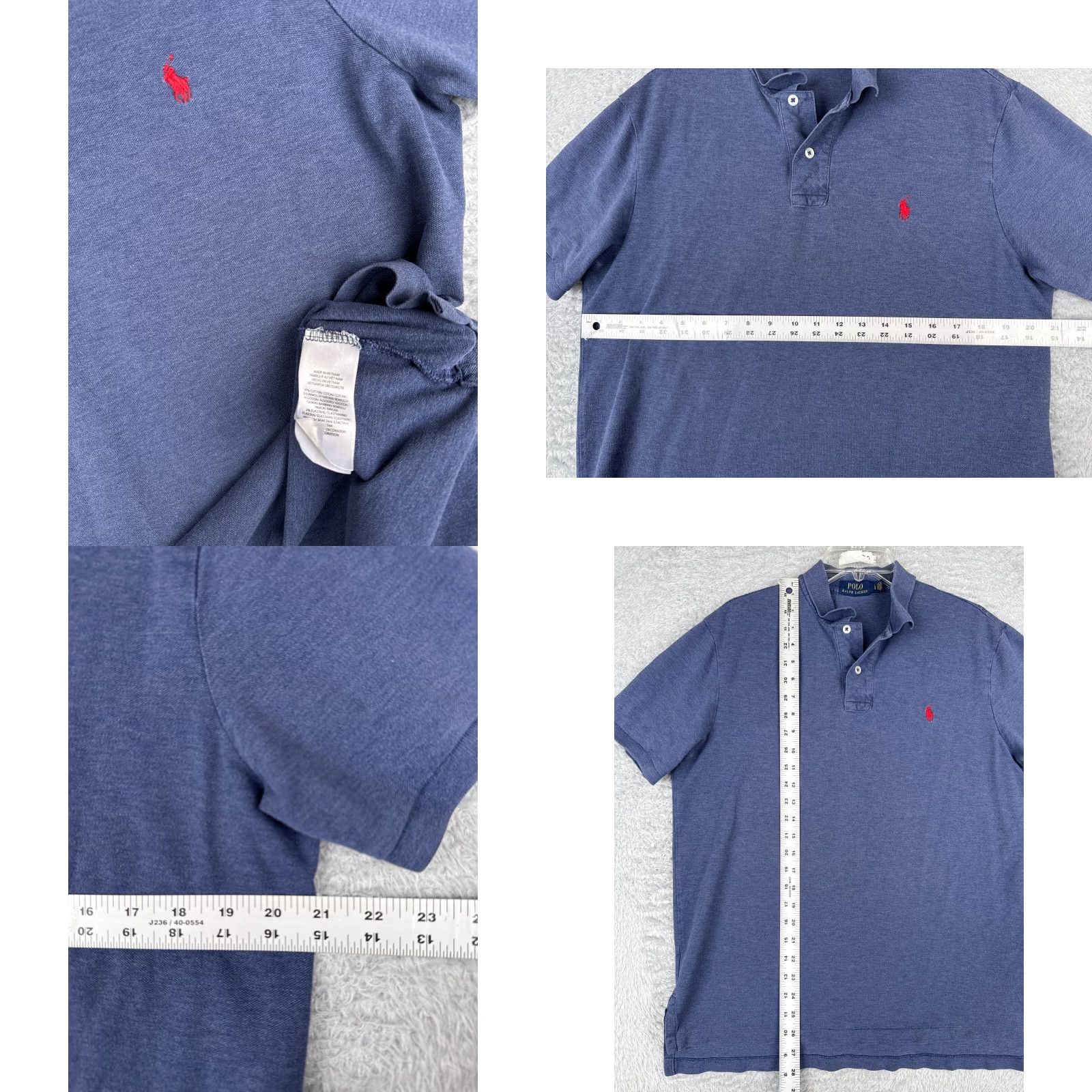 Ralph Lauren VINTAGE Ralph Lauren Polo Shirt Mens Large Blue Cotton Blend Knit Stretch Golf Shirt Size US L / EU 52-54 / 3 - 8 Thumbnail
