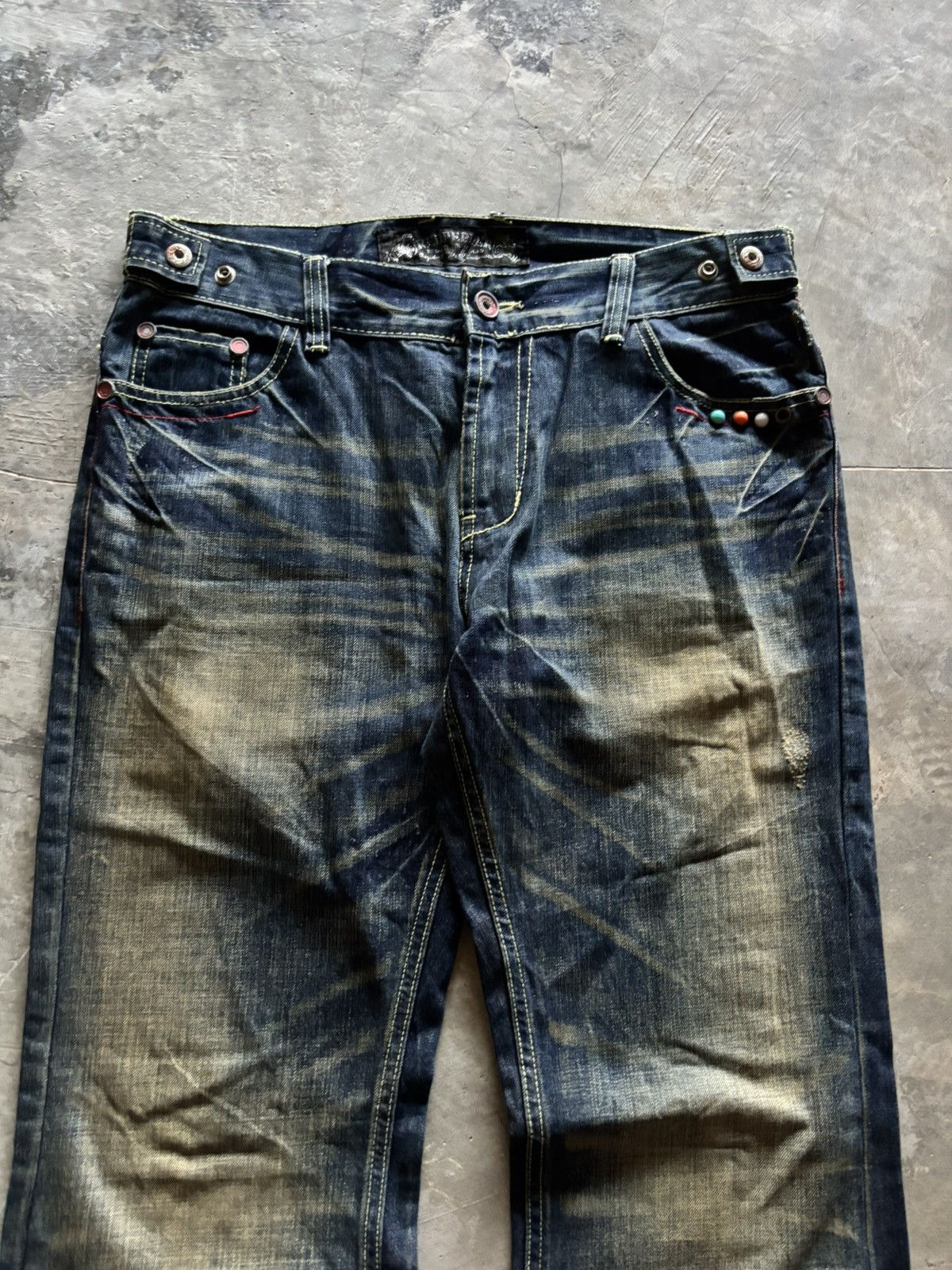 If Six Was Nine FLARE RED PEPPER WING POCKET RUSTY MUDMAX JAPANESE DENIM Size US 36 / EU 52 - 2 Thumbnail