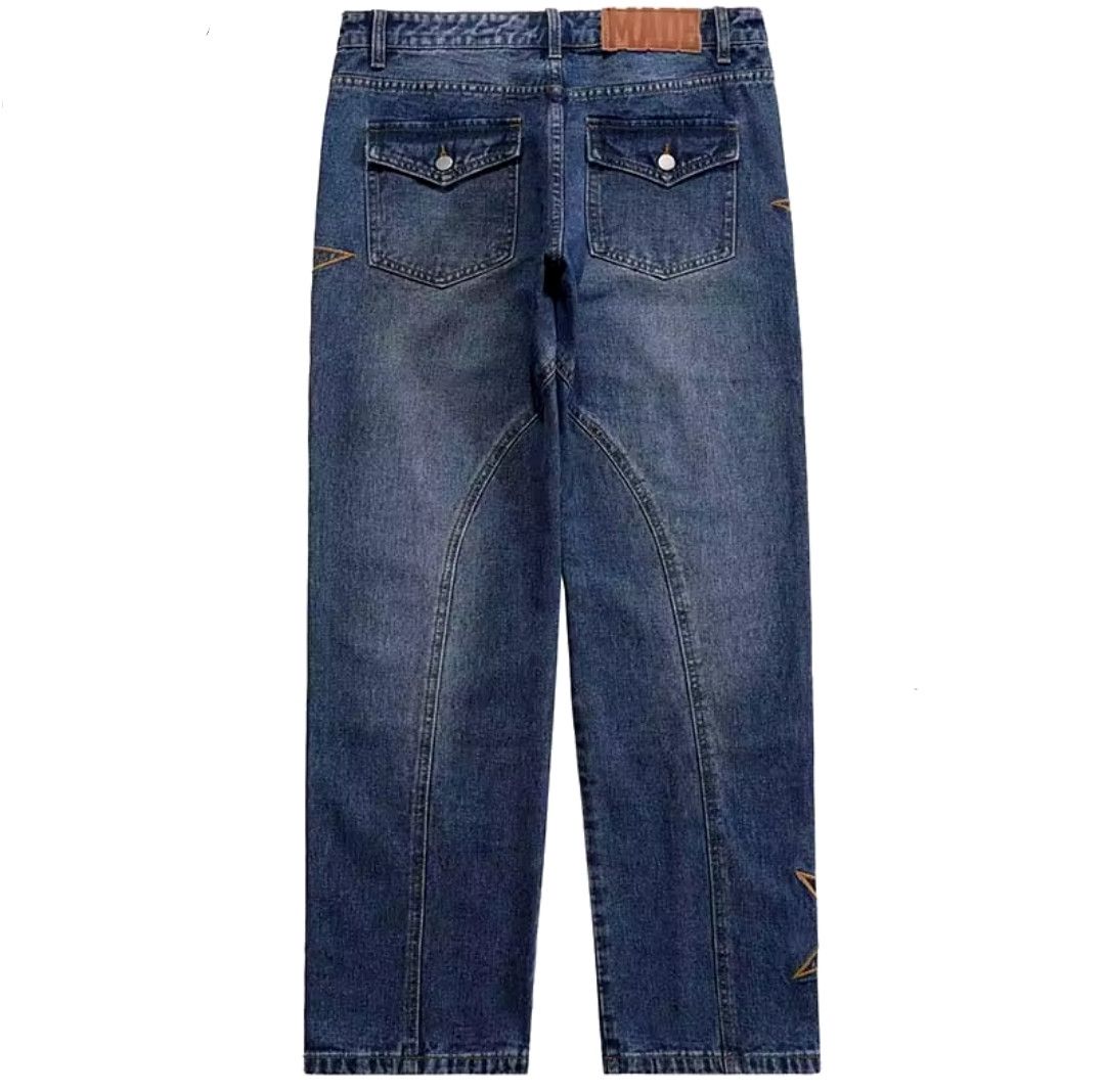 Jean Hip Hop High Street Jogger Jeans Embroidered Star Size US 31 - 3 Thumbnail