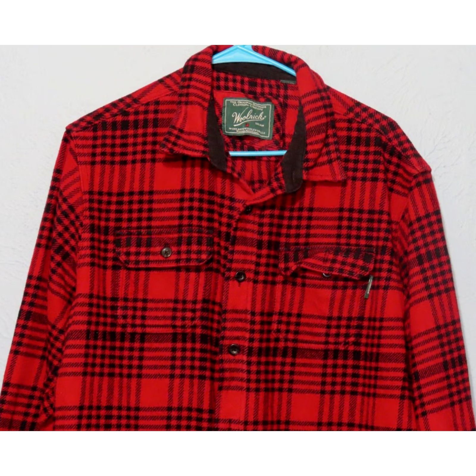 Vintage Woolrich Woolen Mills Shacket Plaid Flannel Jacket Red Mens XL Long Sleeve Button Collared Hand Warmer Pockets Size US XL / EU 56 / 4 - 3 Thumbnail