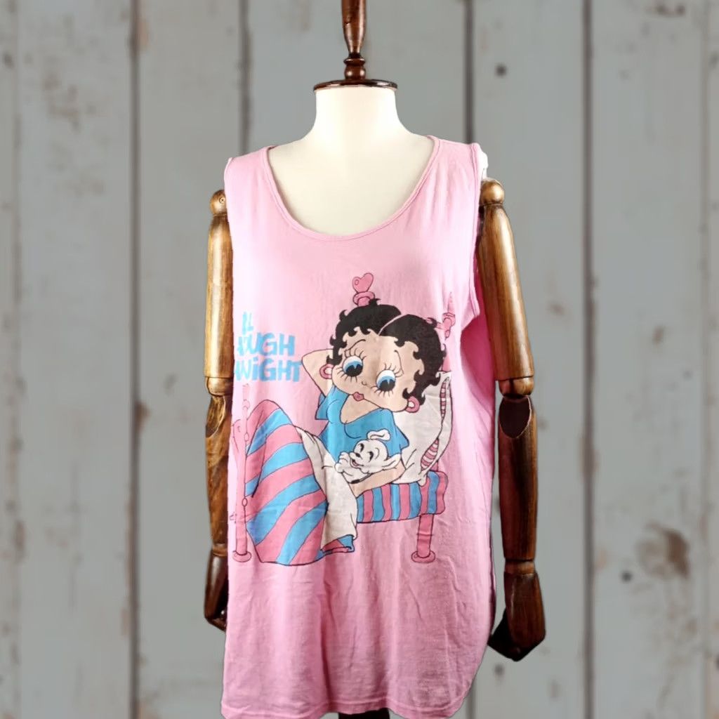Pinko VINTAGE Betty Boop Shirt Men L Pink Graphic Tee 1990s Sleeveless Size US L / EU 52-54 / 3 - 1 Thumbnail