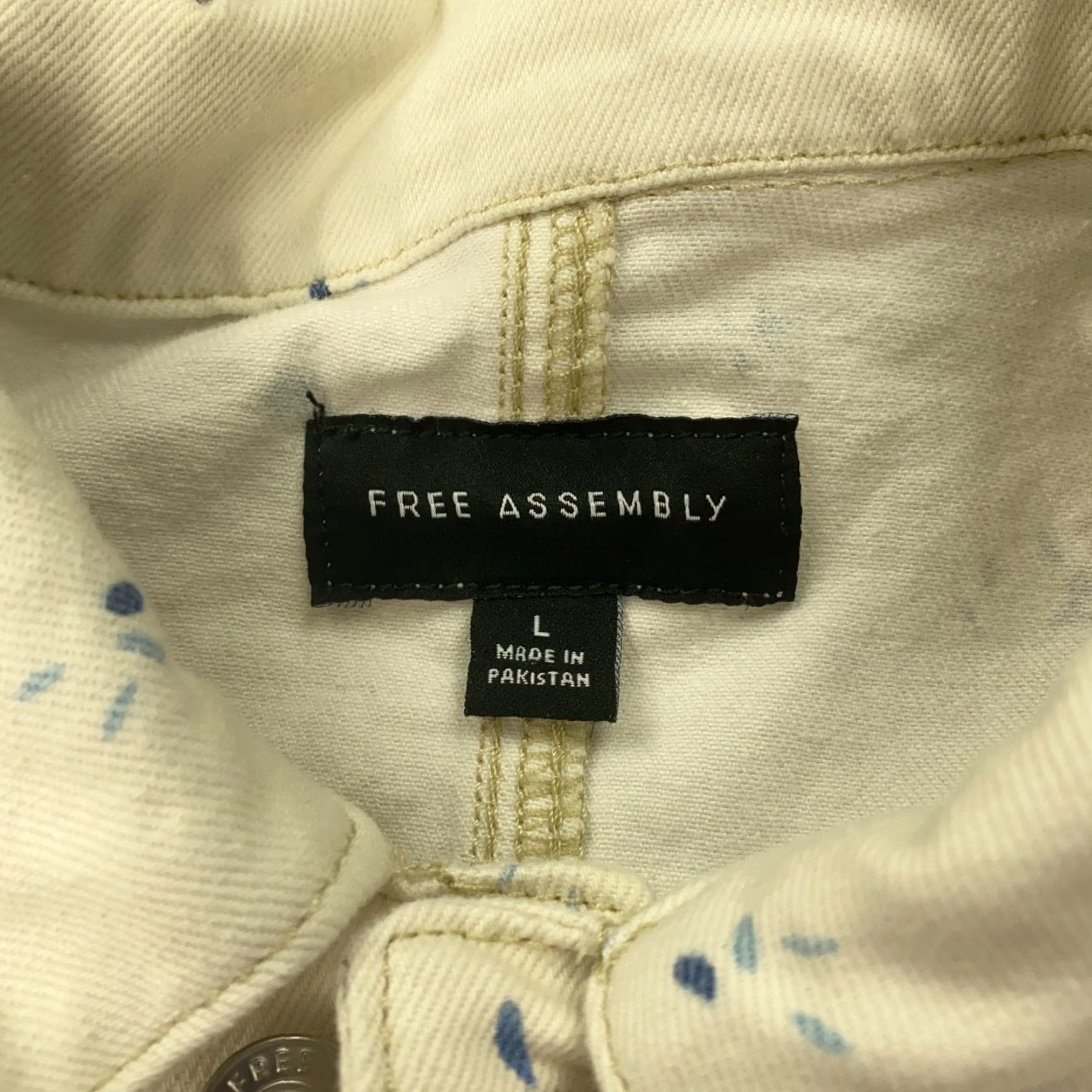 Vintage Free Assembly Jacket Women Large White Denim Floral Speckled Stretch Womens Size L / US 10 / IT 46 - 5 Thumbnail