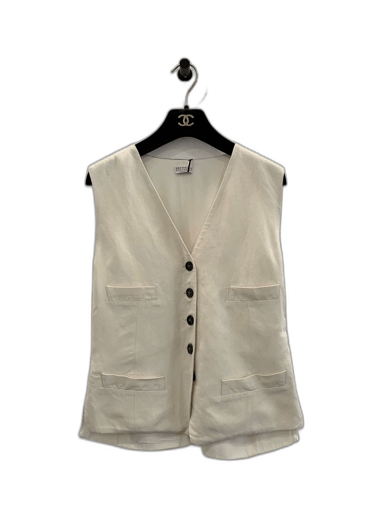 Brunello Cucinelli White Linen Vest