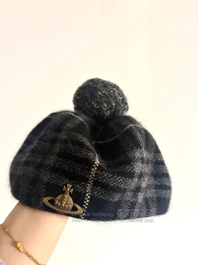Vivienne Westwood Vivienne Westwood Gray and black checkered Saturn pom-pom Size ONE SIZE - 4 Thumbnail