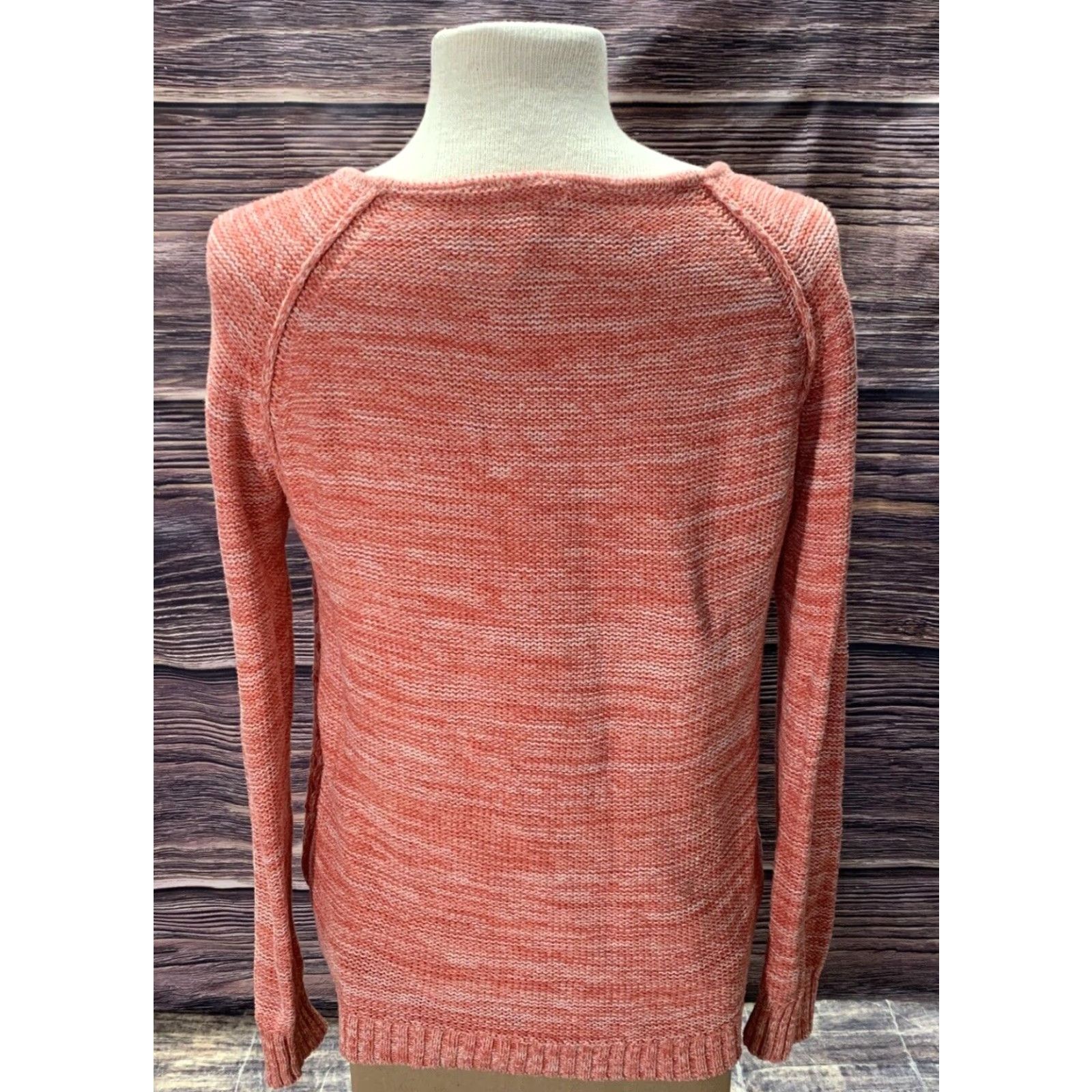 Aeropostale Aeropostale Pullover Shirt Womens M Peachy Pink White Open Holes Front Design Size M / US 6-8 / IT 42-44 - 2 Thumbnail