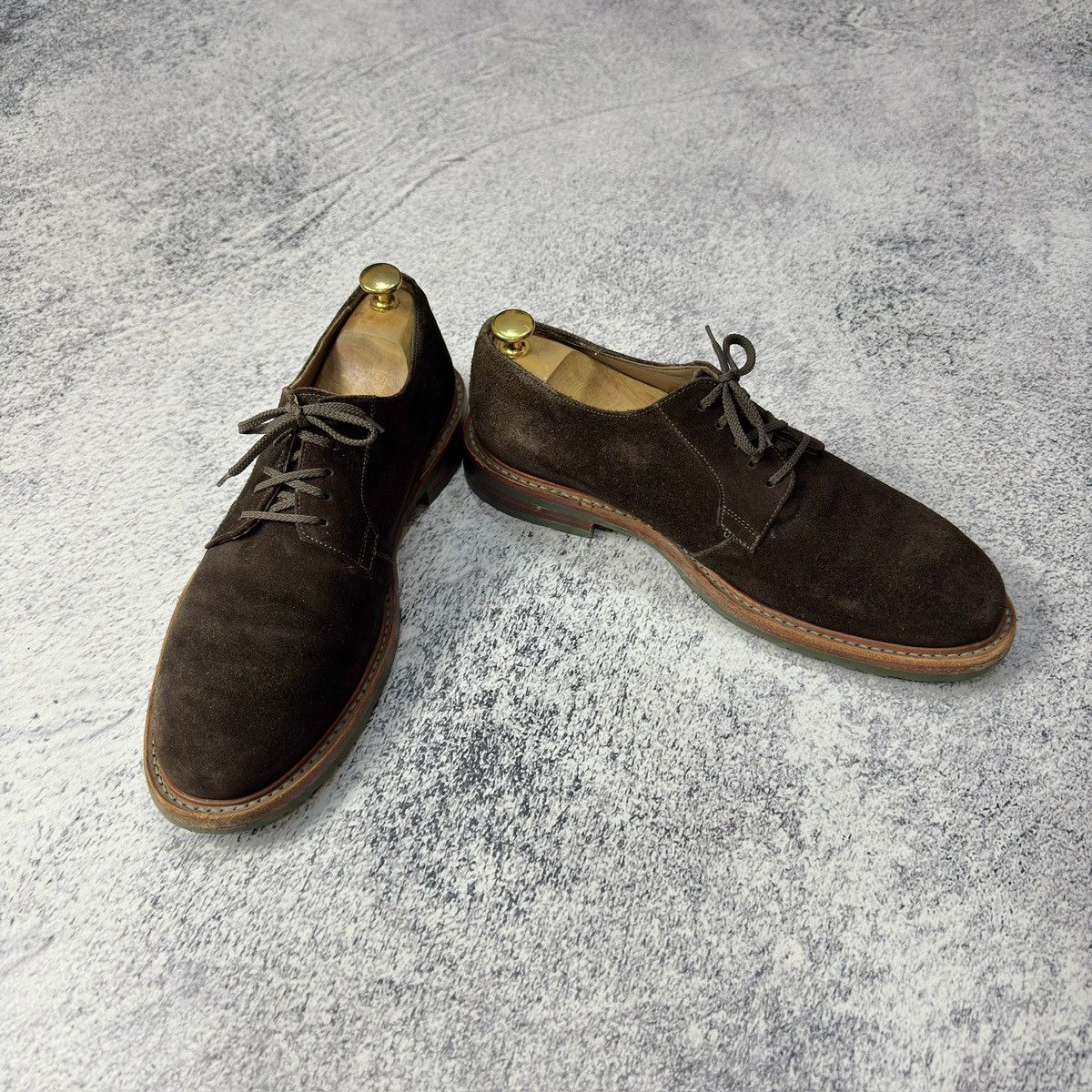 Designer × Handmade Gordon&Bros Mens Brown Suede Derbies US9 UK8 EU42 Size US 9 / EU 42 - 3 Thumbnail