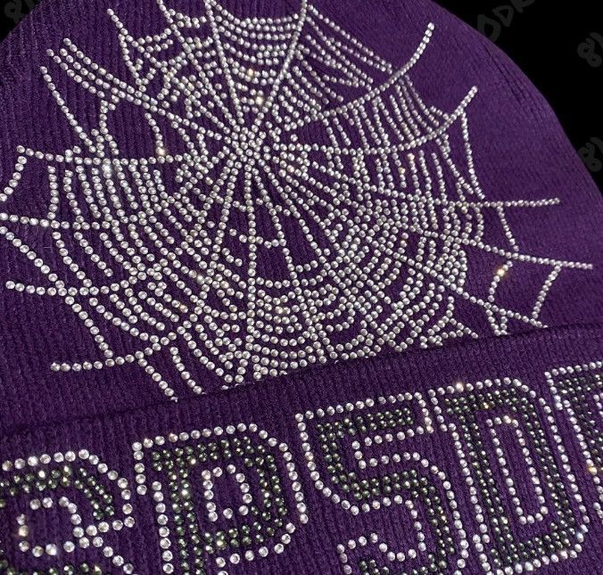 Sp5der Sp5der Rhinestone Web Beanie - Purple Size ONE SIZE - 4 Thumbnail