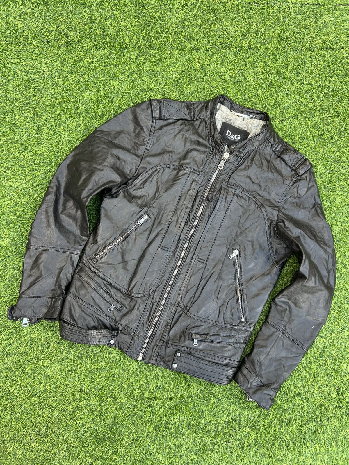 Dolce & Gabbana D&G ARCHIVAL “MULTI-ZIP” BLACK LAMBSKIN MOTO JACKET-size 50 Size US M / EU 48-50 / 2 - 2 Thumbnail