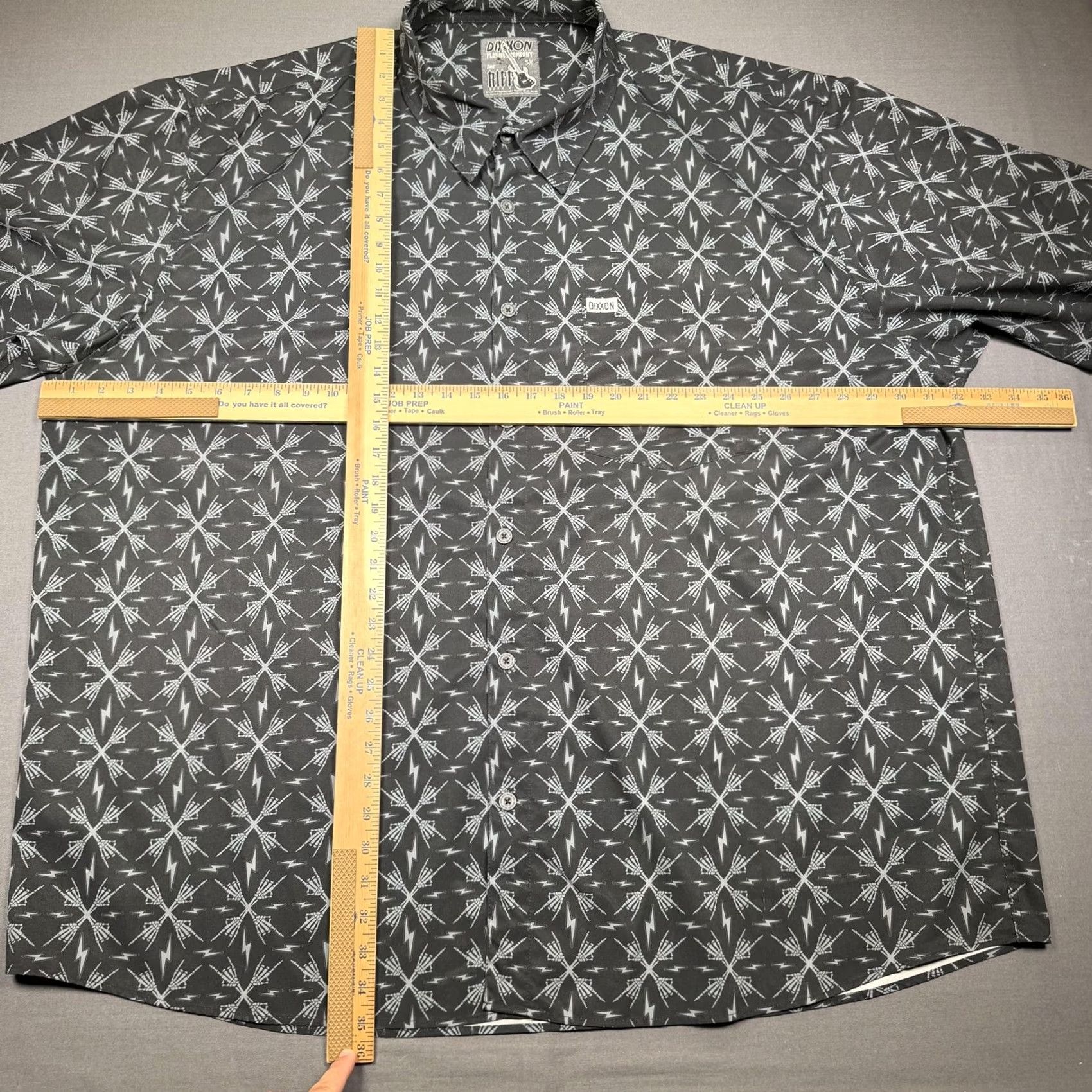 Vintage Dixxon Shirt Mens 5XL Gray The Riff Skeleton Lightning Short Sleeve Button Up Size US XXL / EU 58 / 5 - 4 Thumbnail