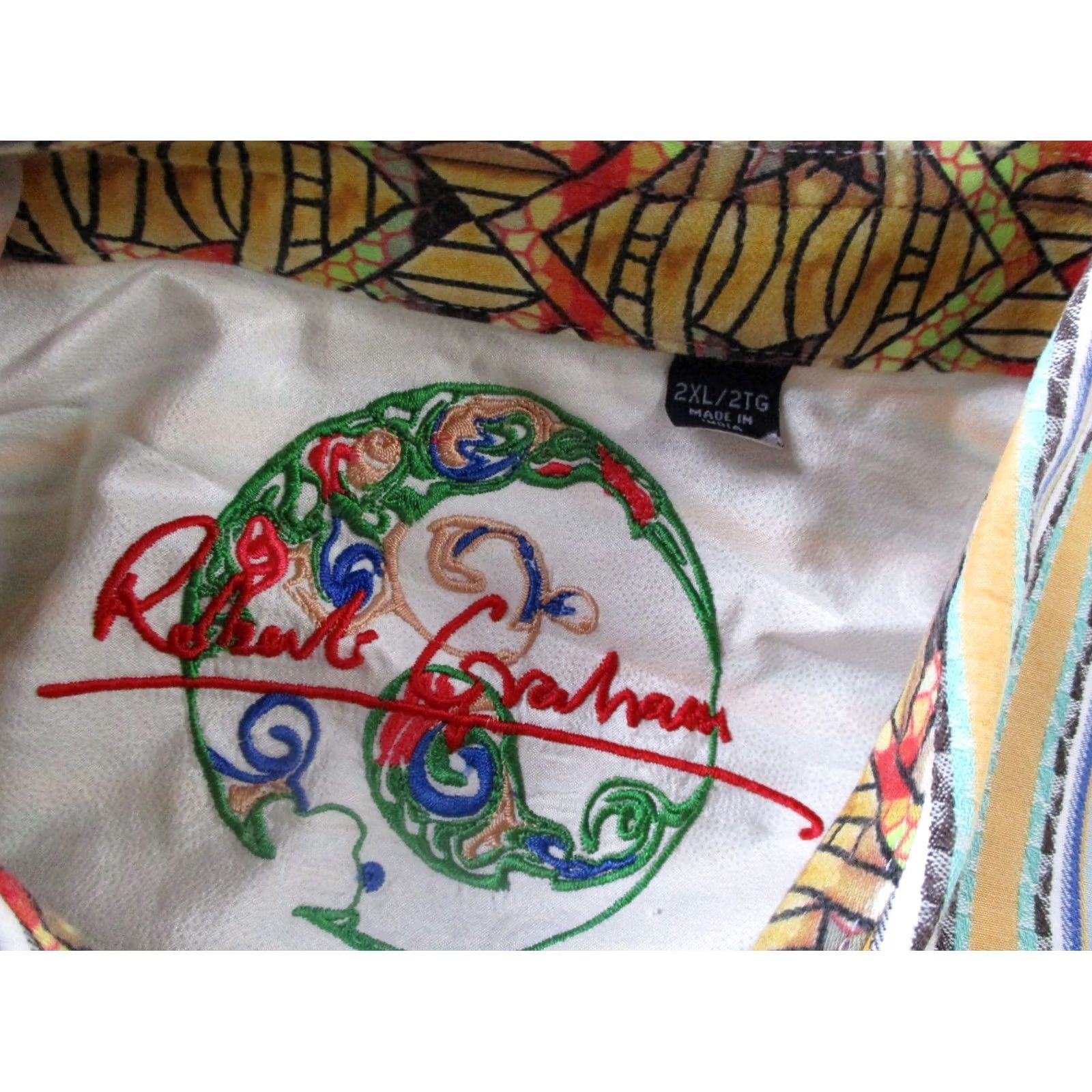 Robert Graham Robert Graham Shirt Mens 2XL Multicolor Striped Button-Up Collared Long Sleeve Casual Dress Size 48R - 6 Thumbnail