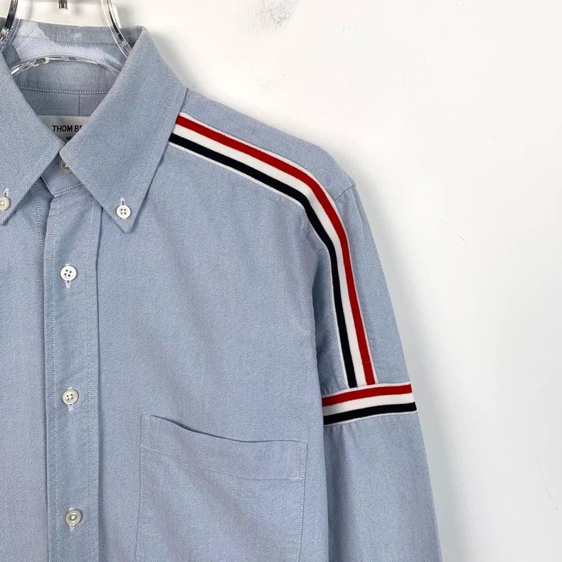 Thom Browne Thom Browne Blue striped cotton lapel single-breasted long- Size US S / EU 44-46 / 1 - 3 Thumbnail