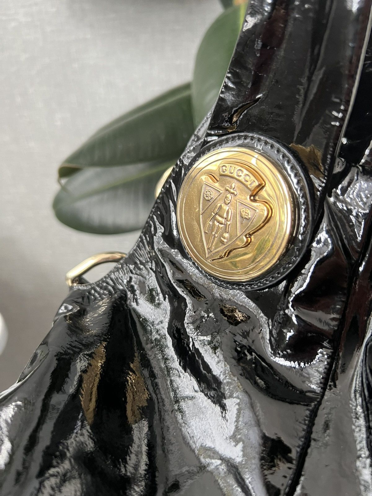 Gucci GUCCI Hysteria Pleated Black Patent Leather Shoulder Bag Size ONE SIZE - 7 Thumbnail