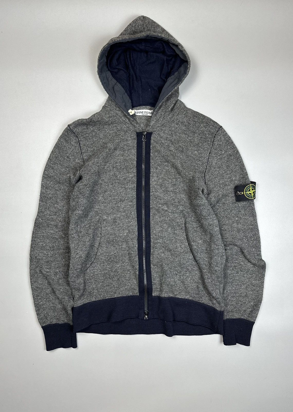 Vintage Gray Fullzip Wool Knitwear Stone Island Size US L / EU 52-54 / 3 - 1 Thumbnail