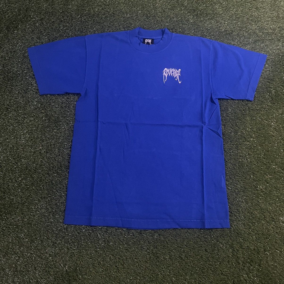 Revenge Basic Embroidered Logo Tee Blue Size Small