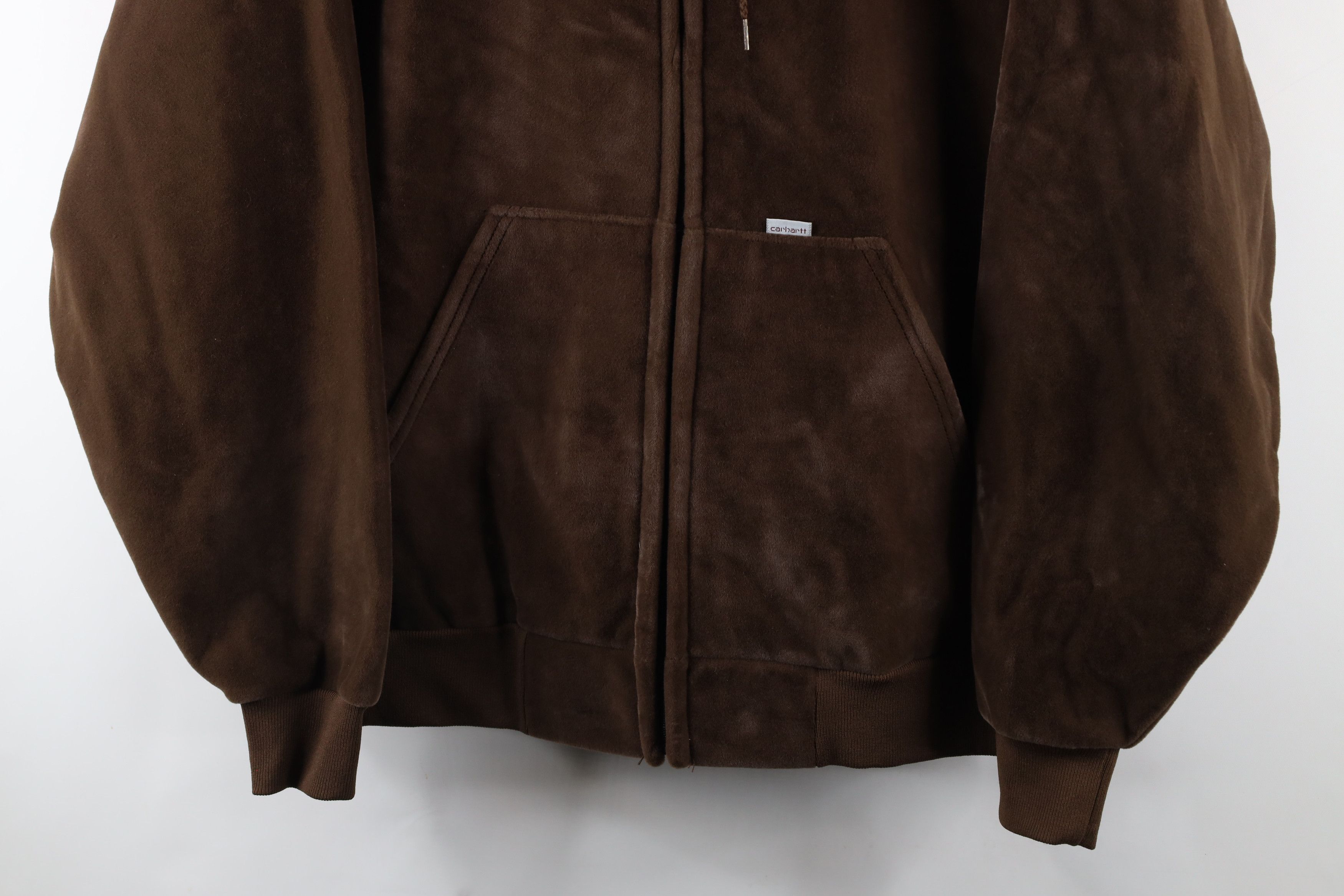Carhartt × Vintage Vintage 90s Carhartt Fleece Full Zip Hoodie Brown USA Size US XL / EU 56 / 4 - 3 Thumbnail