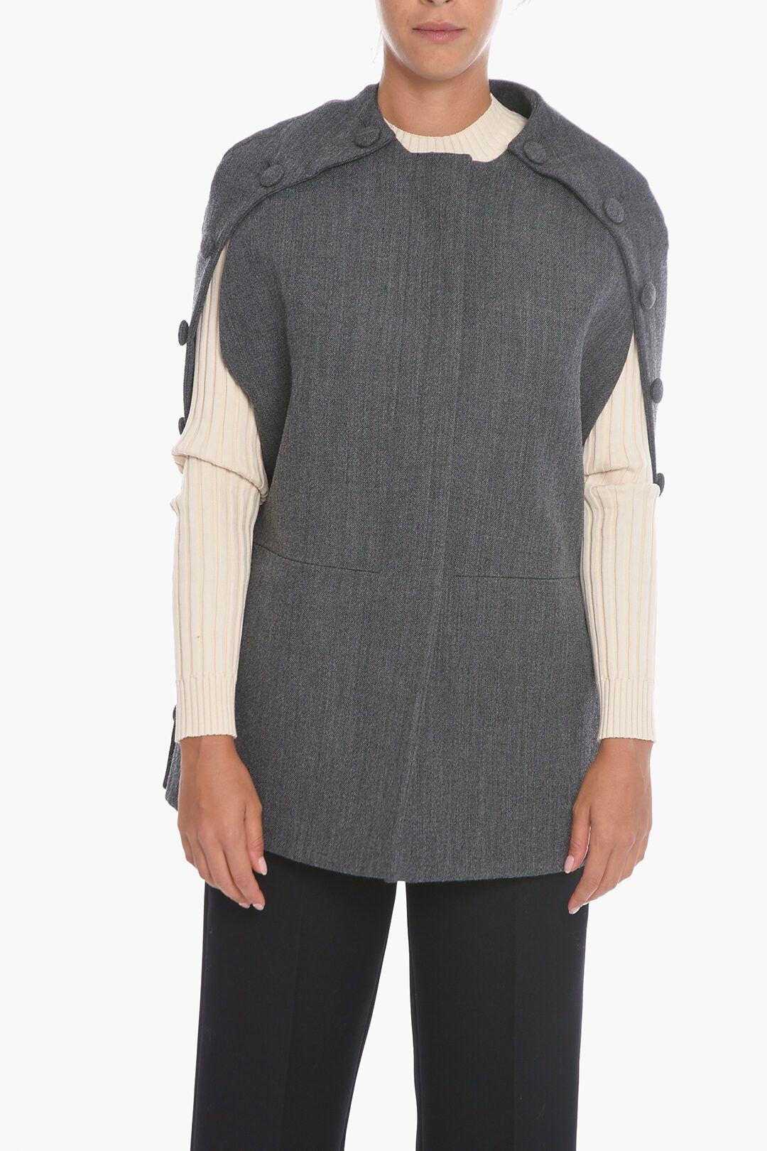Jil Sander og1mm1225 Virgin Wool Cape in Grey Size XS / US 0-2 / IT 36-38 - 1 Thumbnail