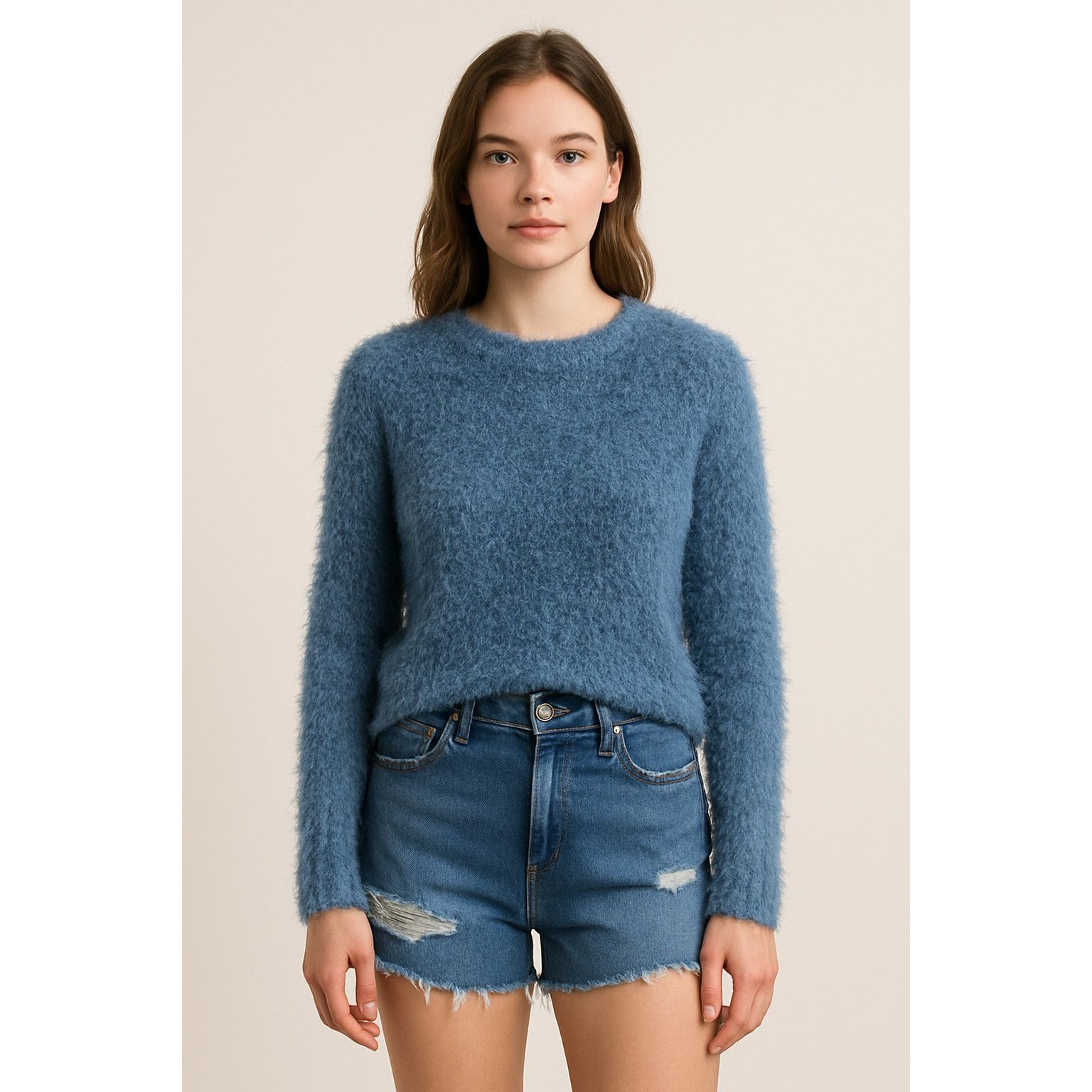 Other Cozy Fuzzy Blue Textured Sweater Aqua Size XS Size XS / US 0-2 / IT 36-38 - 1 Thumbnail
