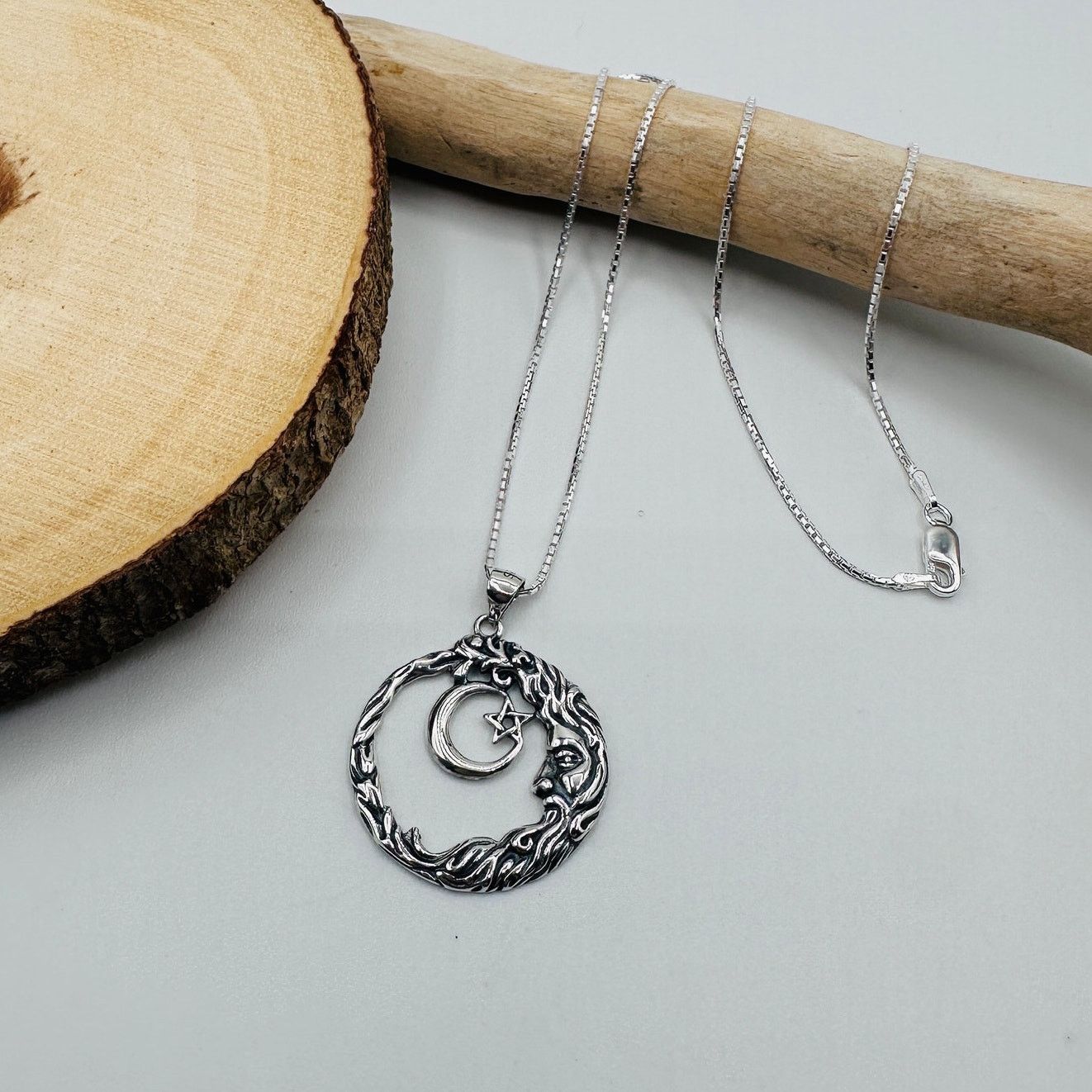The Unbranded Brand Sterling Silver Moon Goddess Necklace-Wiccan Pagan Jewelry Size ONE SIZE - 2 Thumbnail