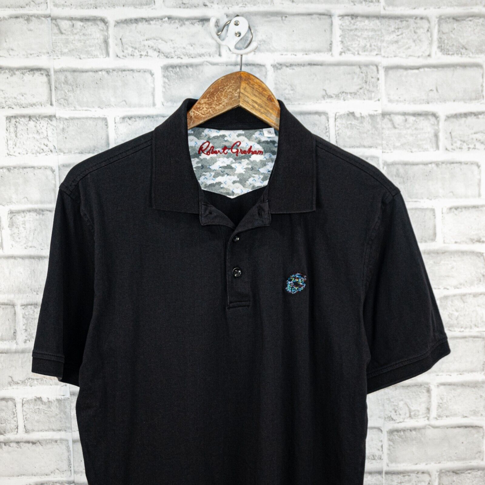 Robert Graham Robert Graham Men's Short Sleeve Polo Shirt in Black Cotton Size US M / EU 48-50 / 2 - 4 Thumbnail