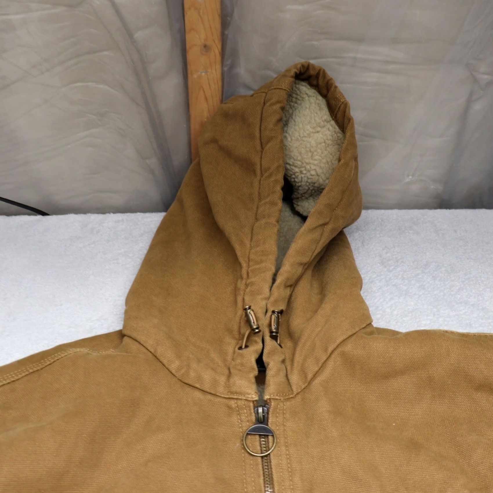 Vintage VINTAGE G.H. Bass & Co Jacket Men Medium Brown Canvas Duck Hooded Rugged Sherpa Lined Work Size US M / EU 48-50 / 2 - 3 Thumbnail