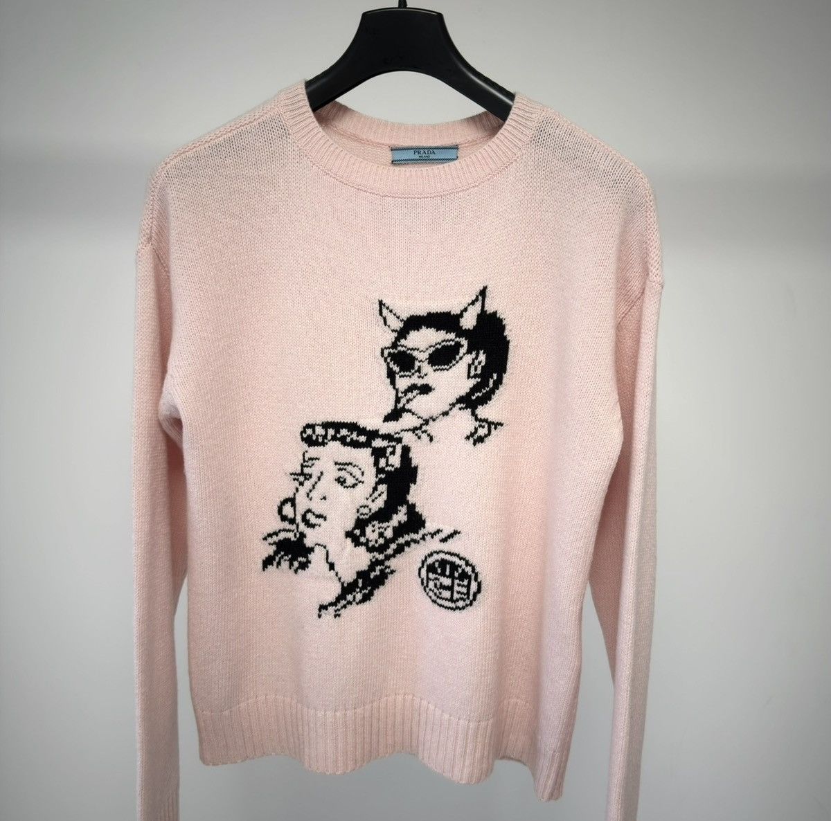 Prada S/S 17 ‘Comic Patterned’ Pink Wool Sweater Size US M / EU 48-50 / 2 - 1 Thumbnail