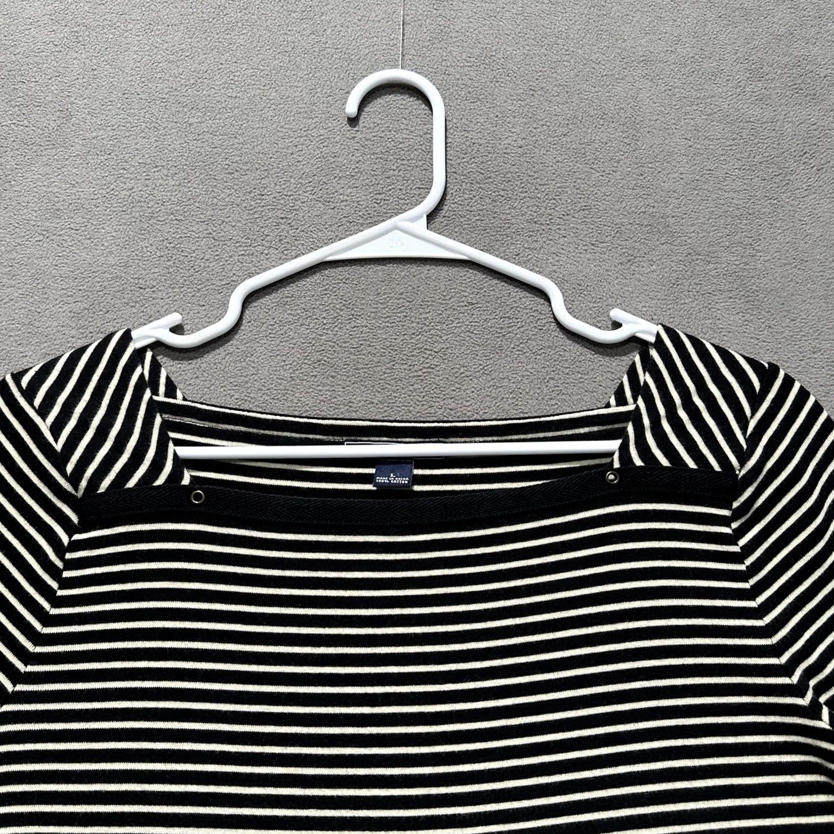 Vintage American Living Shirt Womens Large Black/Ivory Striped Square Neck 3/4 Sleeve Size L / US 10 / IT 46 - 5 Thumbnail