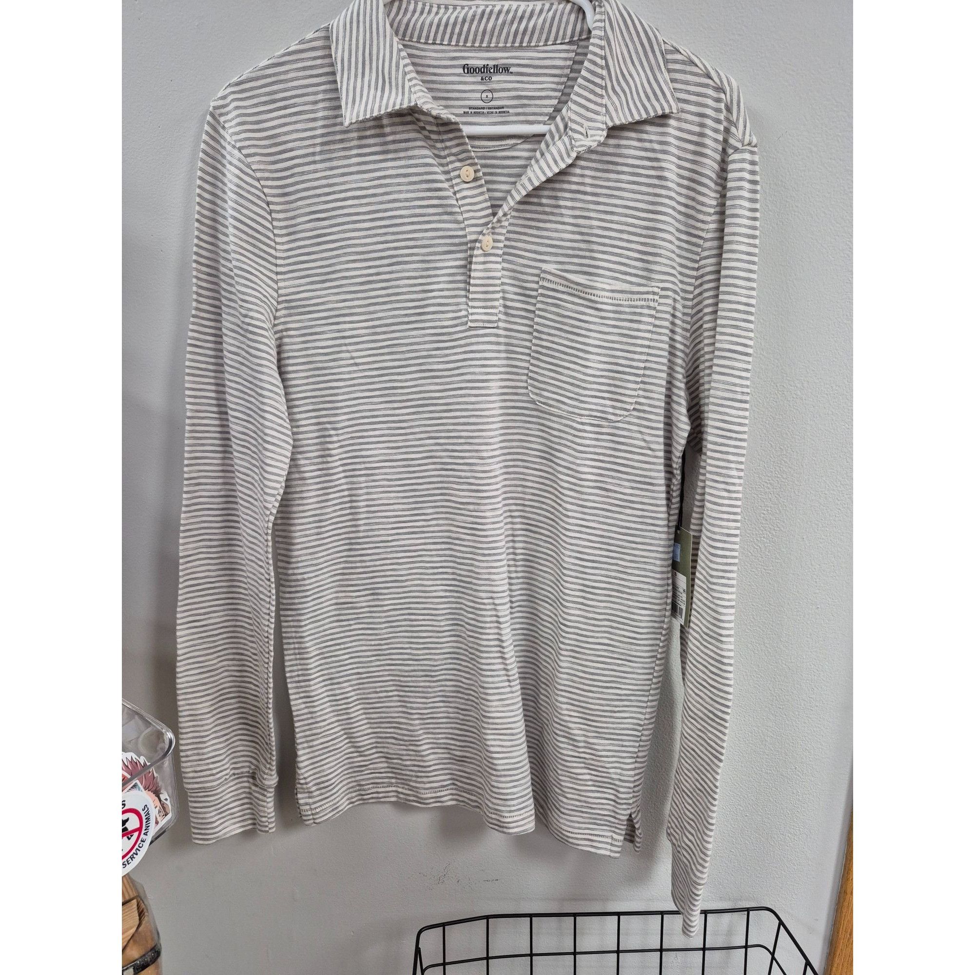 Other Goodfellow & Co Men's Striped Long Sleeve Polo Shirt Cotton Size US S / EU 44-46 / 1 - 1 Thumbnail