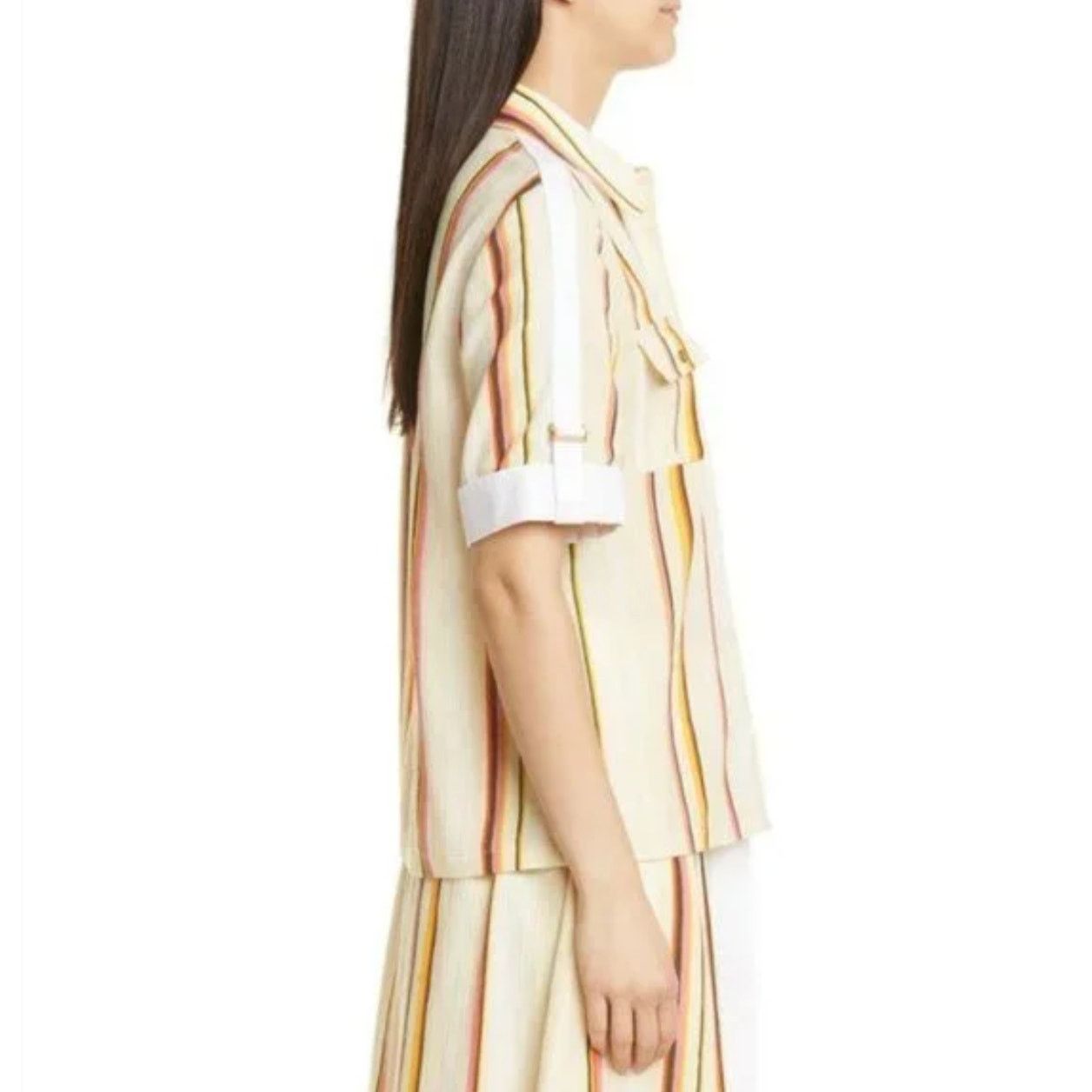 Tory Burch Tory Burch Canyon Striped Cotton Shirt Size 6 Collared Size S / US 4 / IT 40 - 2 Thumbnail