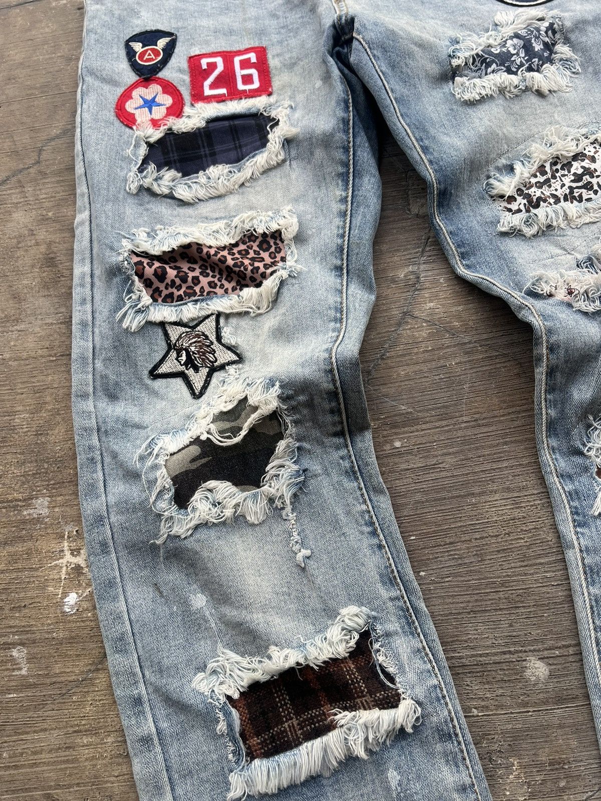 Hysteric Glamour × Undercover 2000s Amiri Mx1 Biker Patch Distressed Jeans y2k Lgb Ifsix Size US 26 / EU 42 - 3 Thumbnail