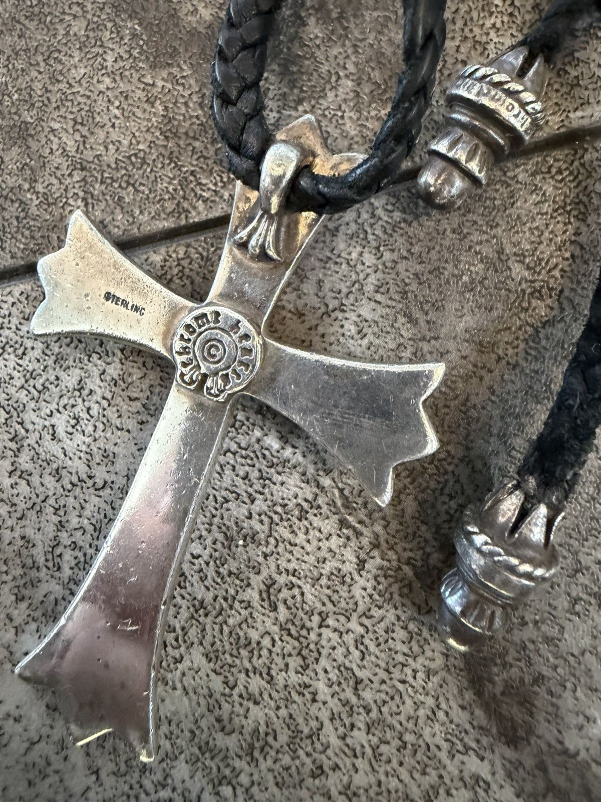 Chrome Hearts Chrome Hearts Large Cross Pendant & Braided Leather Chain Size ONE SIZE - 2 Thumbnail