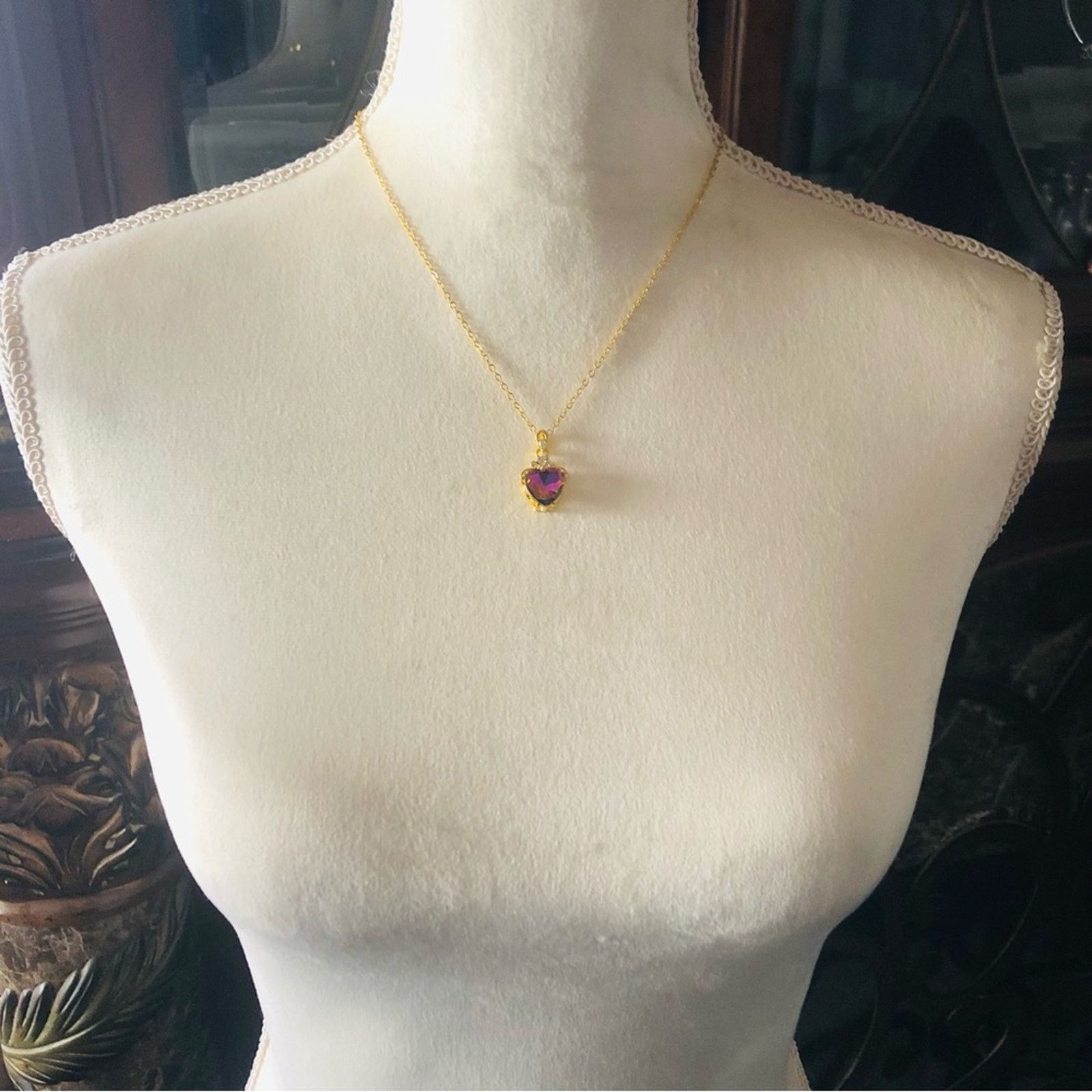 Jewelry Ladies heart shape faceted rainbow crystal necklace Size ONE SIZE - 8 Thumbnail