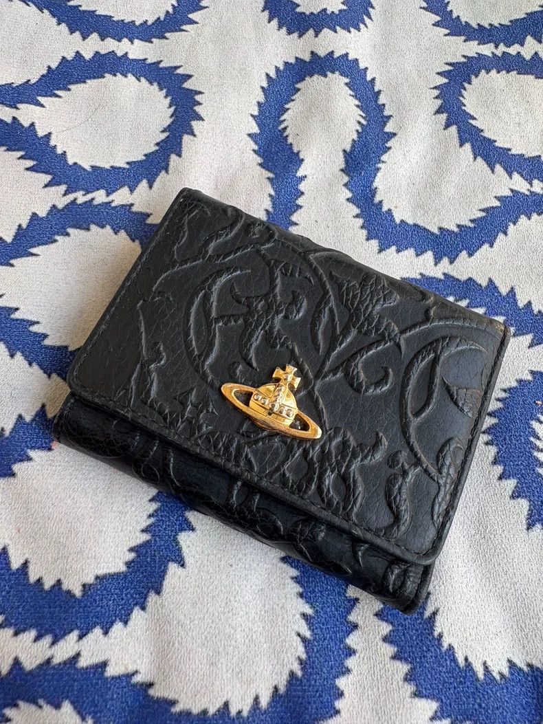 Vivienne Westwood Vivienne Westwood Black gold printed leather purse with th Size ONE SIZE - 1 Thumbnail