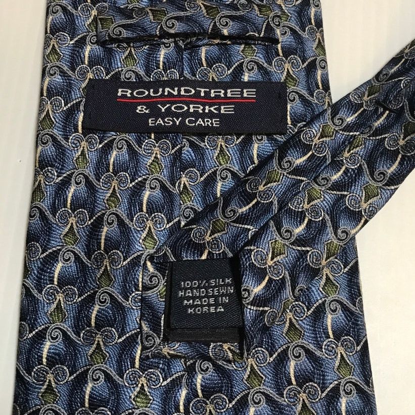 Roundtree & Yorke Roundtree & Yorke Geometric Traditional Wide Silk Necktie Size ONE SIZE - 3 Thumbnail