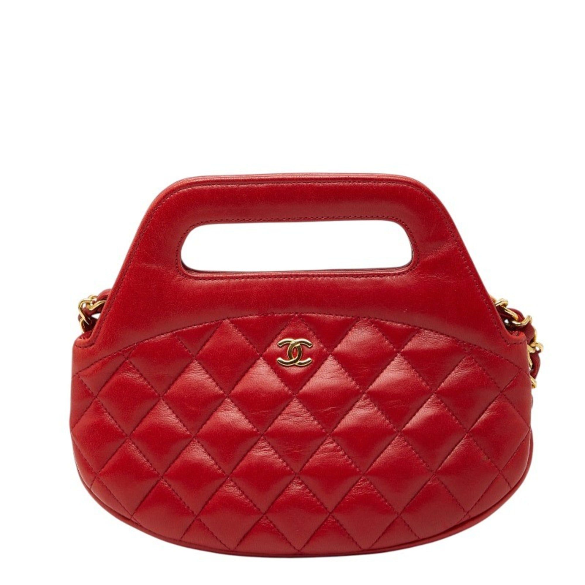 Chanel CHANEL Coco Mark Matelasse Chain Shoulder Bag/Mini Handbag, 2-Way, Red Lambskin, Women's Size ONE SIZE - 1 Thumbnail