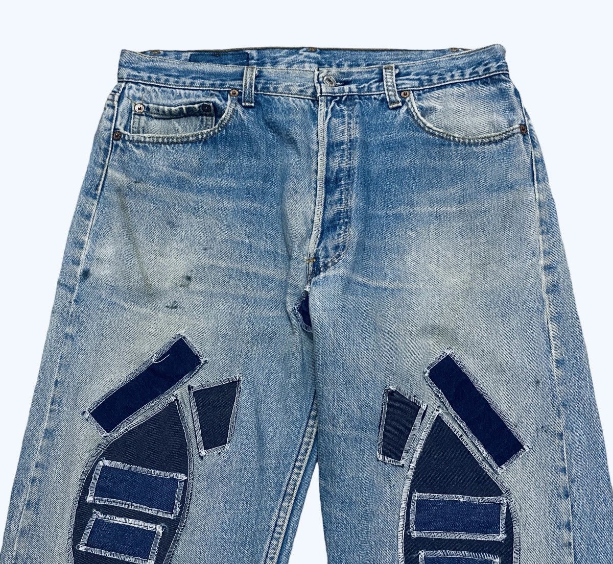 Levi's × Vintage Rare Design Vintage Brand Levis 501 Patchwork Jeans 1990s Size US 36 / EU 52 - 3 Thumbnail