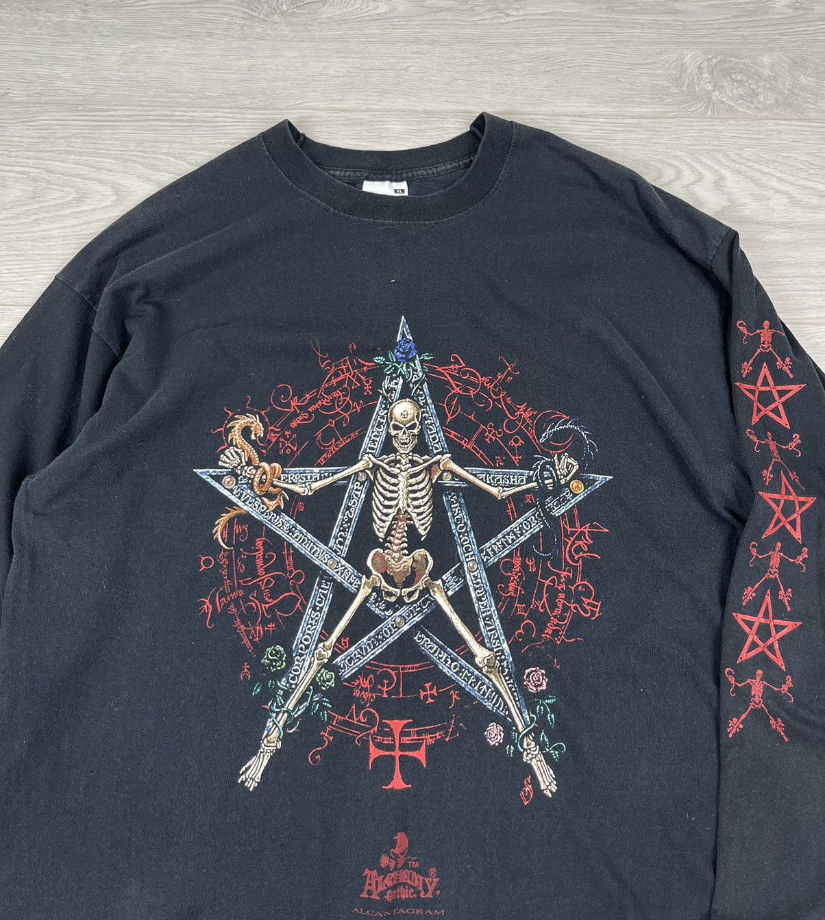 Vintage Alchemy Gothic Vintage Black Y2K Skull Longsleeve Shirt Size US XL / EU 56 / 4 - 4 Thumbnail