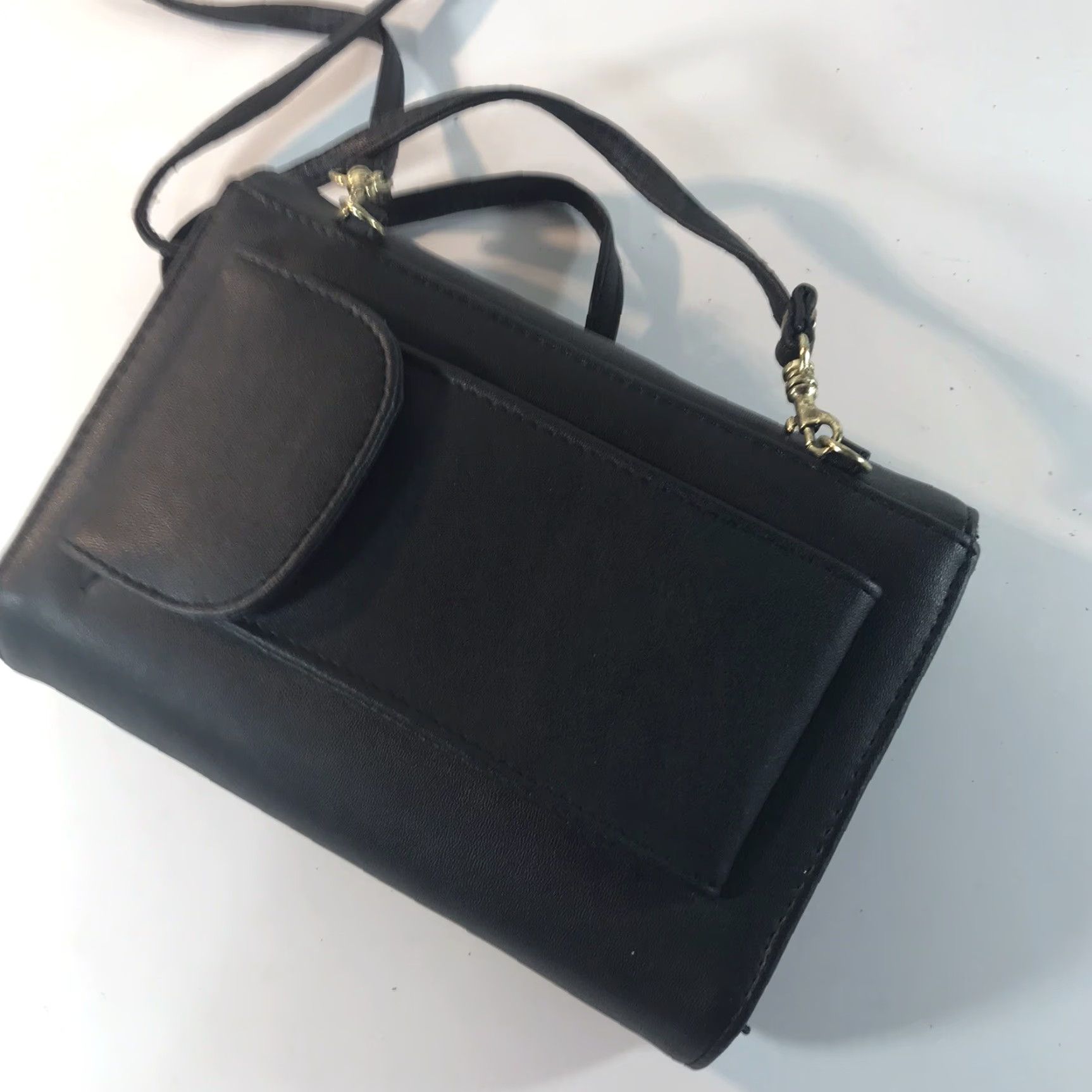 Vintage Rossetti Black Faux Leather Medium Organizer Crossbody Bag with Detachable Strap and Mirror for Women Size ONE SIZE - 8 Thumbnail