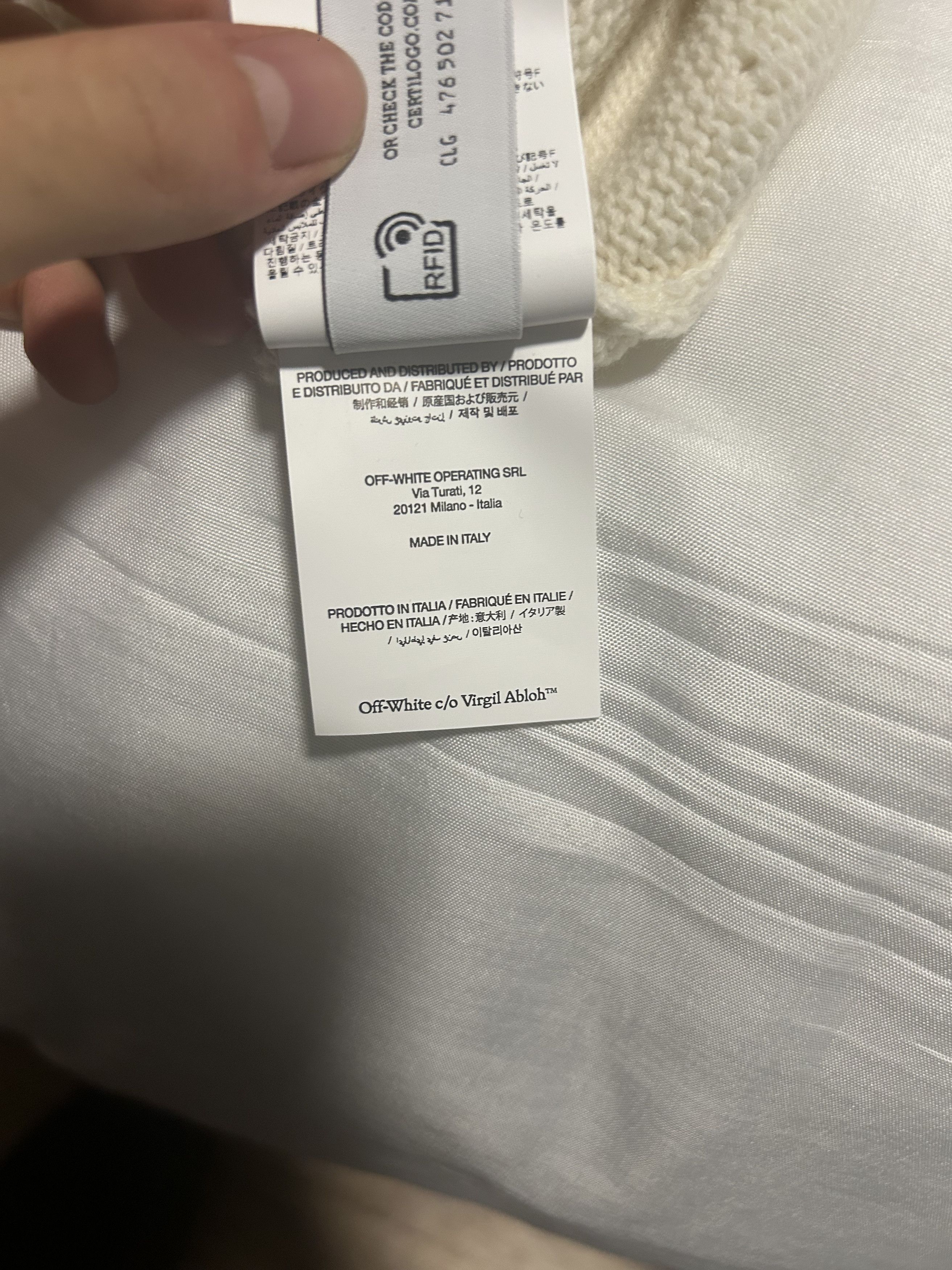 Off-White off-white jersey with logo intarsia Size US M / EU 48-50 / 2 - 7 Thumbnail