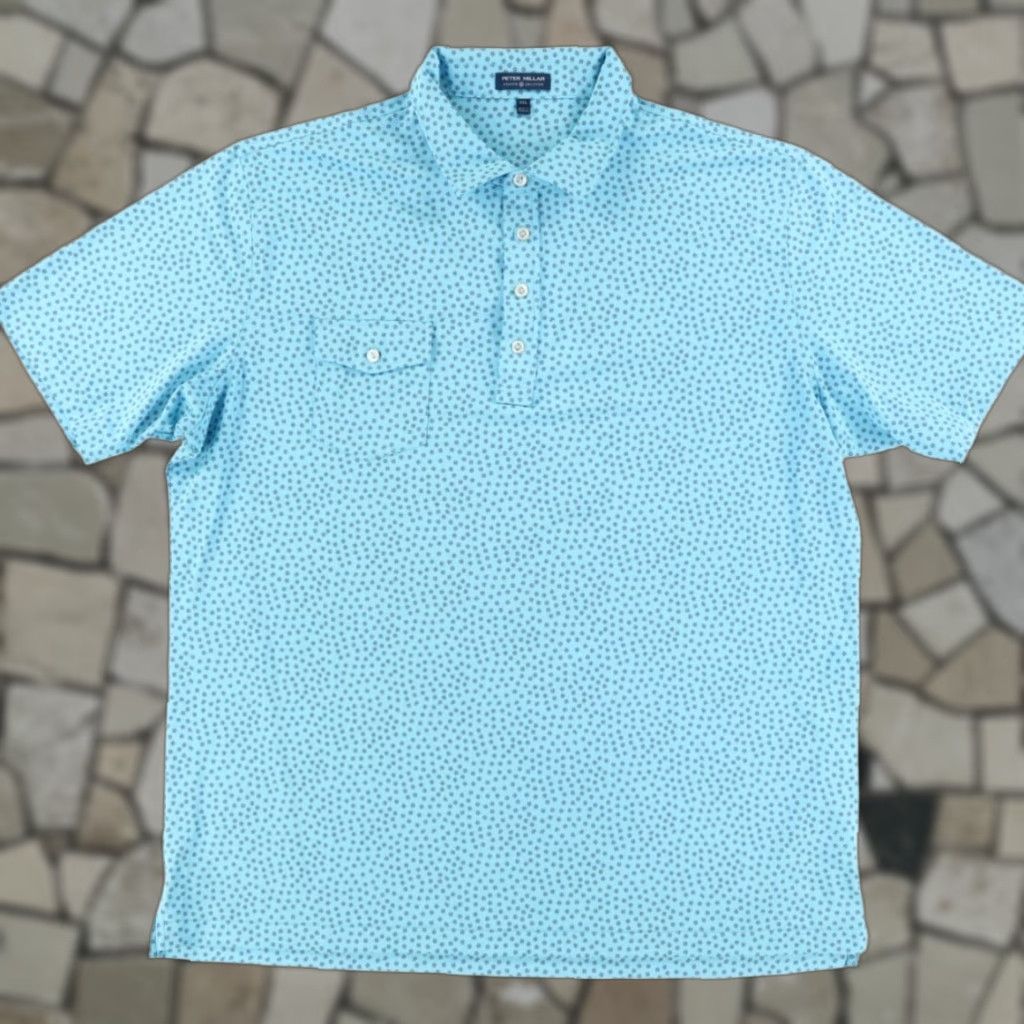 Peter Millar Peter Millar Crown Crafter Tempo Stretch Polo Shirt Blue Men's 2XL Shirt Polo Men Blue Crown Crafter Tempo Stretch Polyester All Over Print 2XL Mens Size US XXL / EU 58 / 5 - 1 Thumbnail