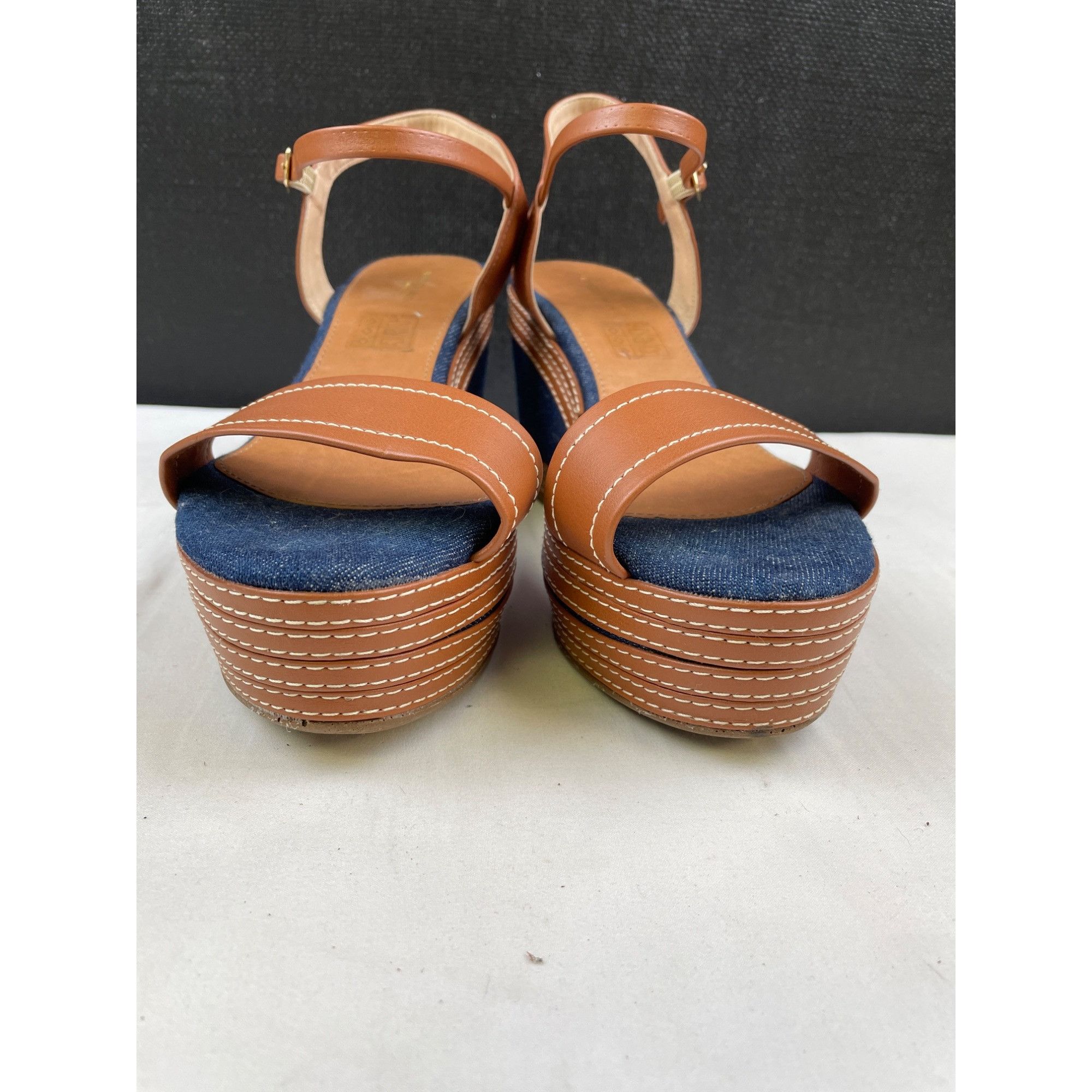 Other Rebecca Valenti Womens Tan&Blue Shoes/ Wedge Sandals Heel 3. Size US 8 / IT 38 - 3 Thumbnail