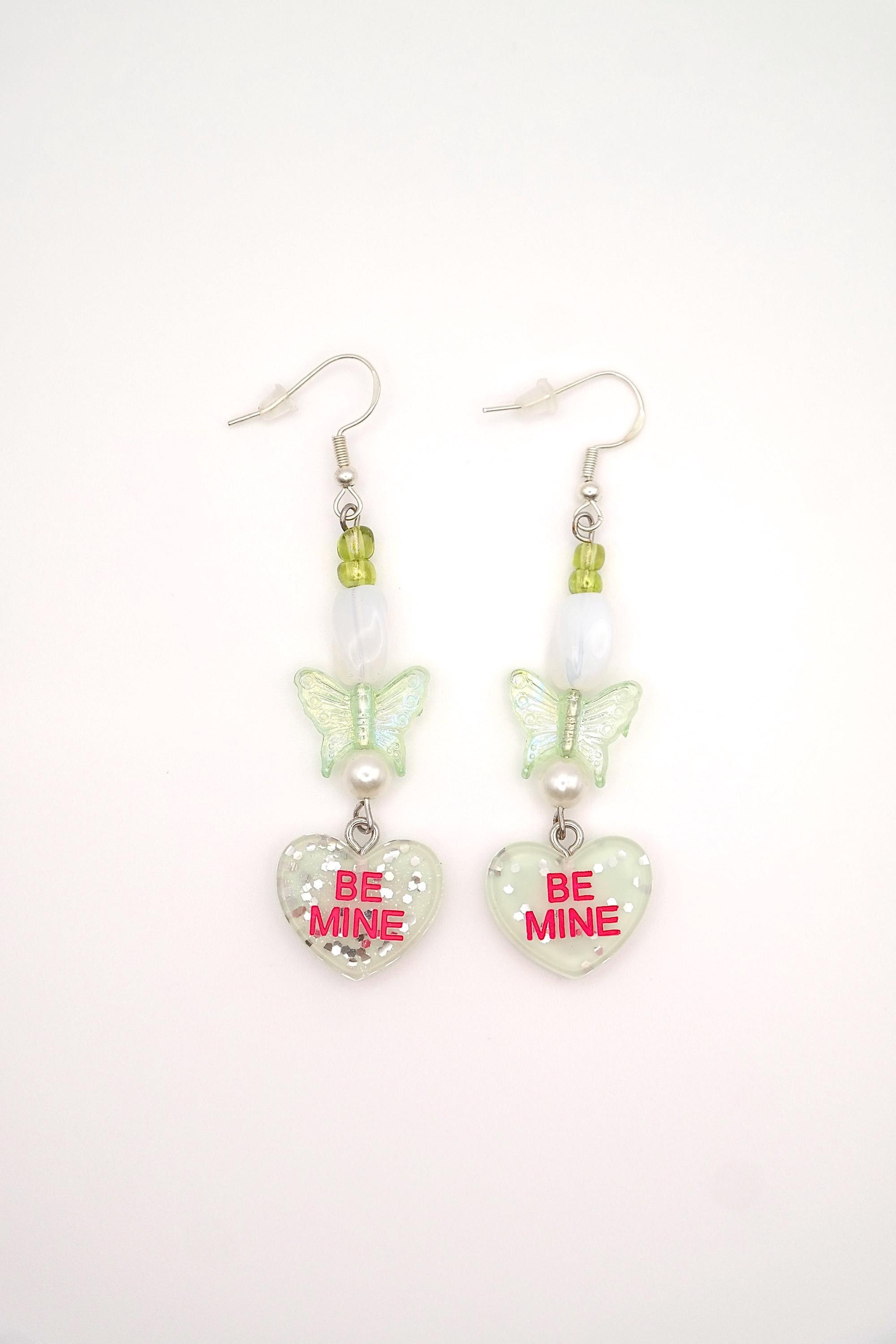 Handmade Valentine Candy Heart Earrings Size ONE SIZE - 7 Thumbnail